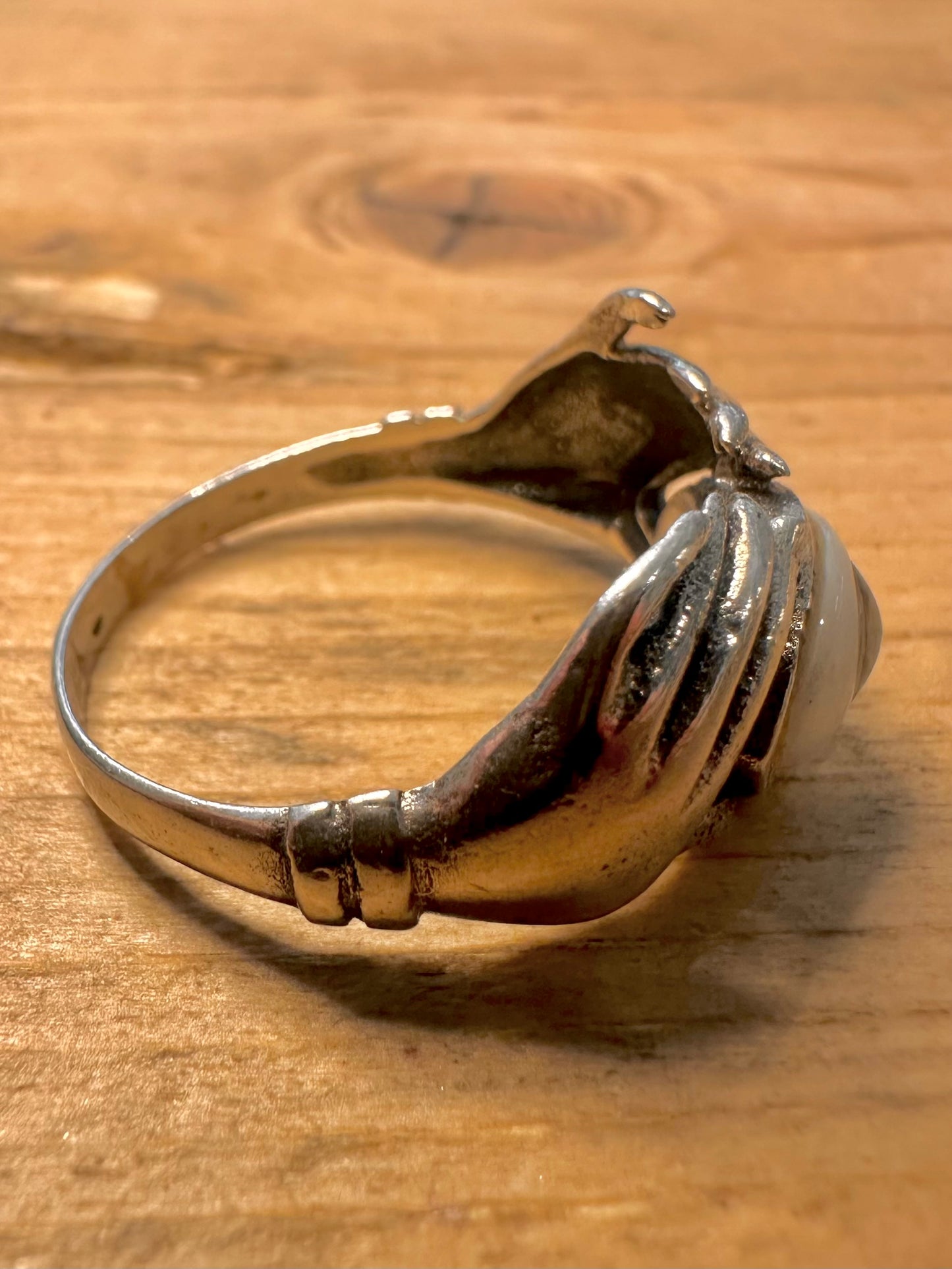 Vintage Evil Eye Hands 925 Silver Size W1/2 Ring