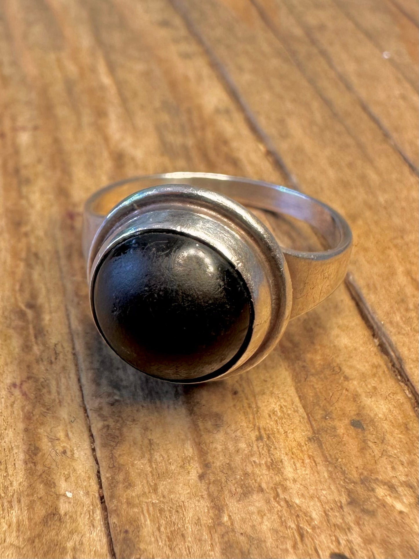 N.B Black Stone Handmade 925 Sterling Silver Size O Ring