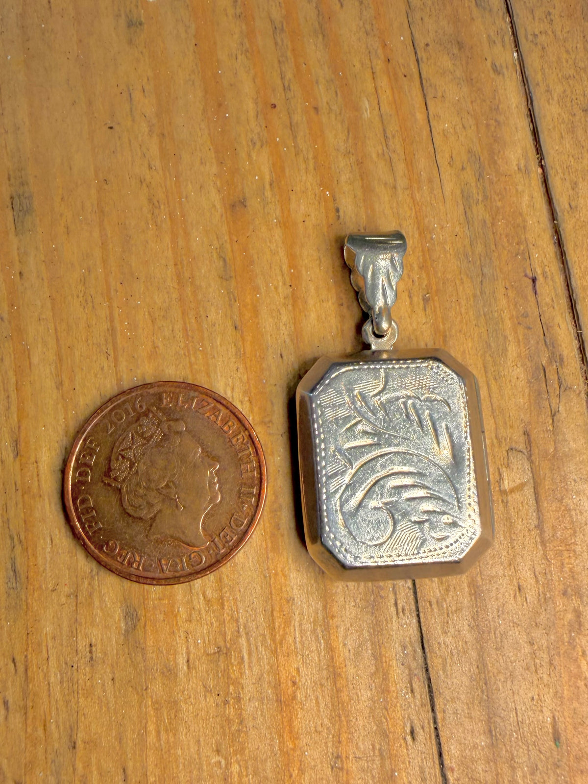 Rectangle Engraved Locket 925 Sterling Silver Pendant