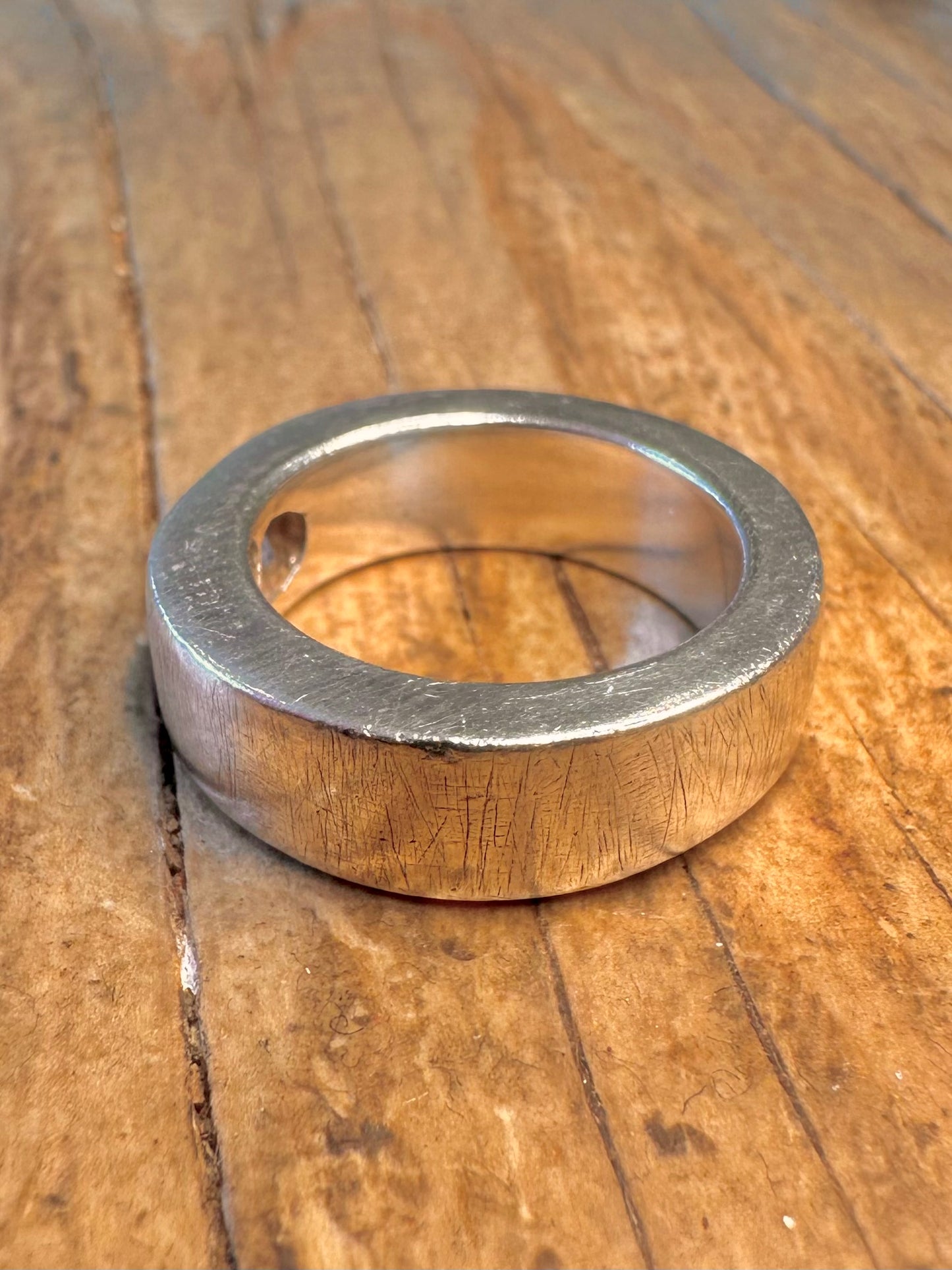 Modernist 1995 CZ Stein Dick Schwer Band 925 Sterling Silber Größe L Ring