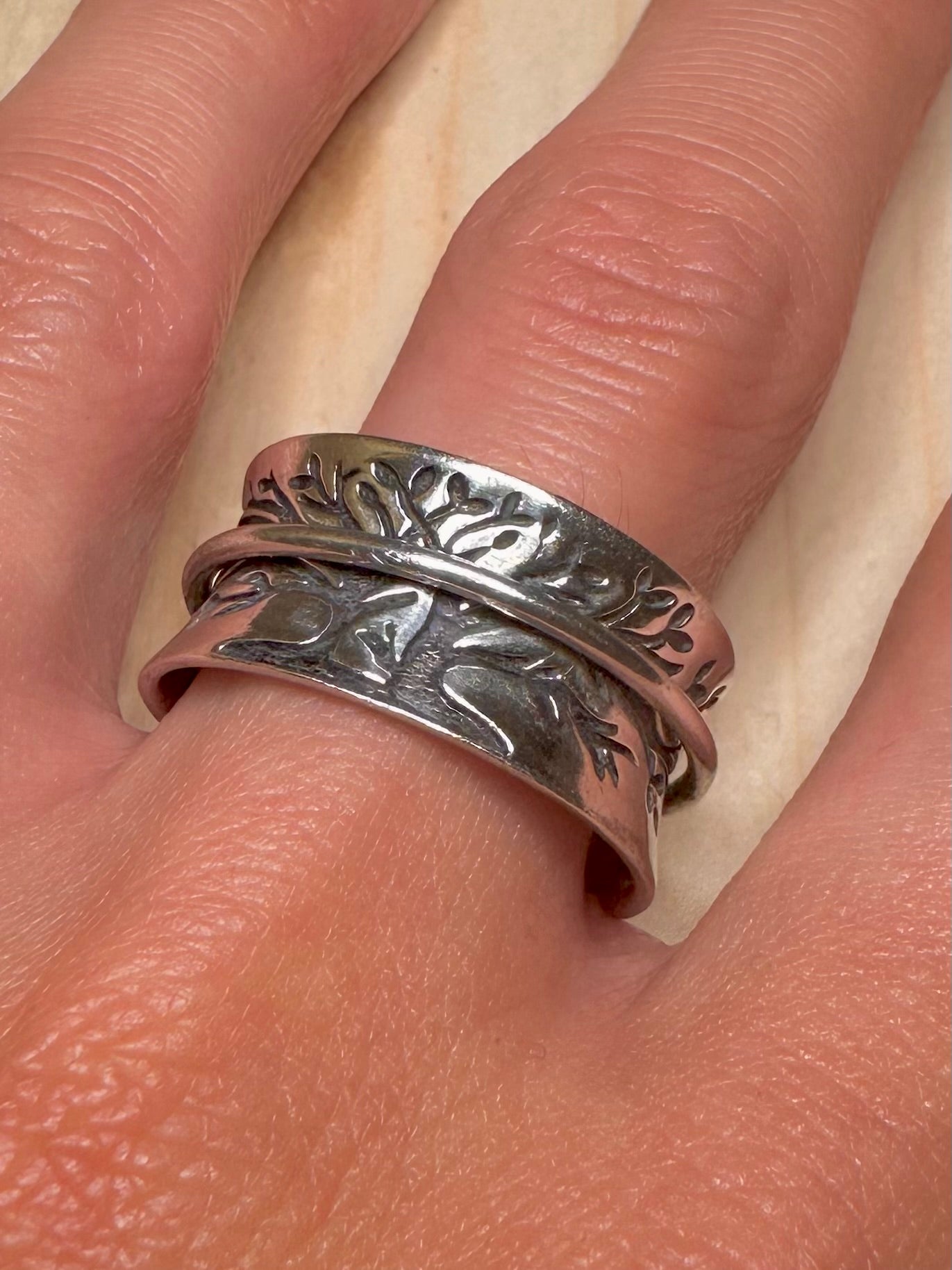 Tree of Life Spinner 925 Sterling Silver Size U Ring
