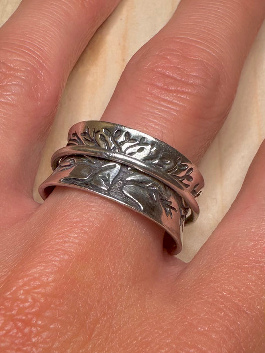 Tree of Life Spinner 925 Sterling Silver Size U Ring