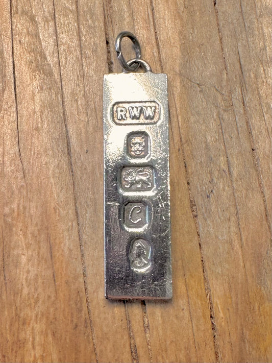 Vintage 1977 Jubilee Ingot Maker RWW 925 Sterling Silver Pendant