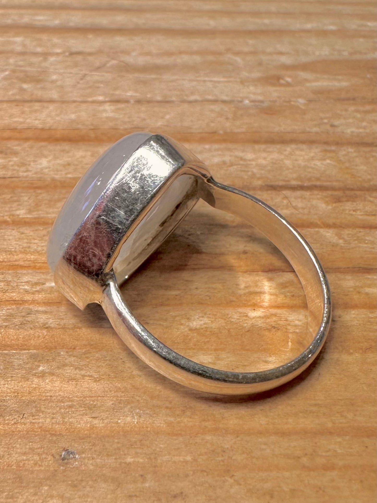 Vintage Moonstone Triangle 925 Sterling Silver Size Q Ring