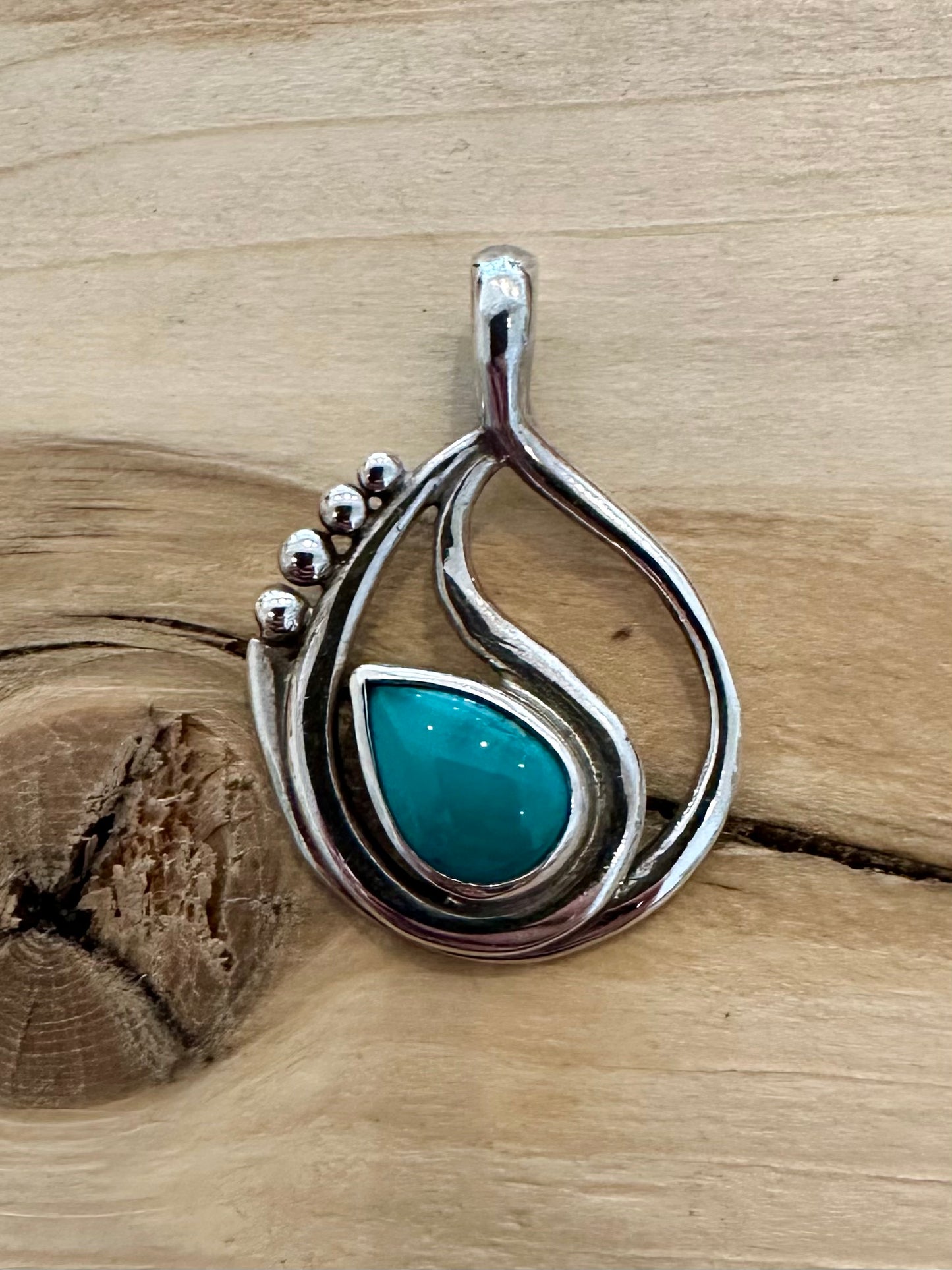 Abstract Turquoise 925 Silver Pendant