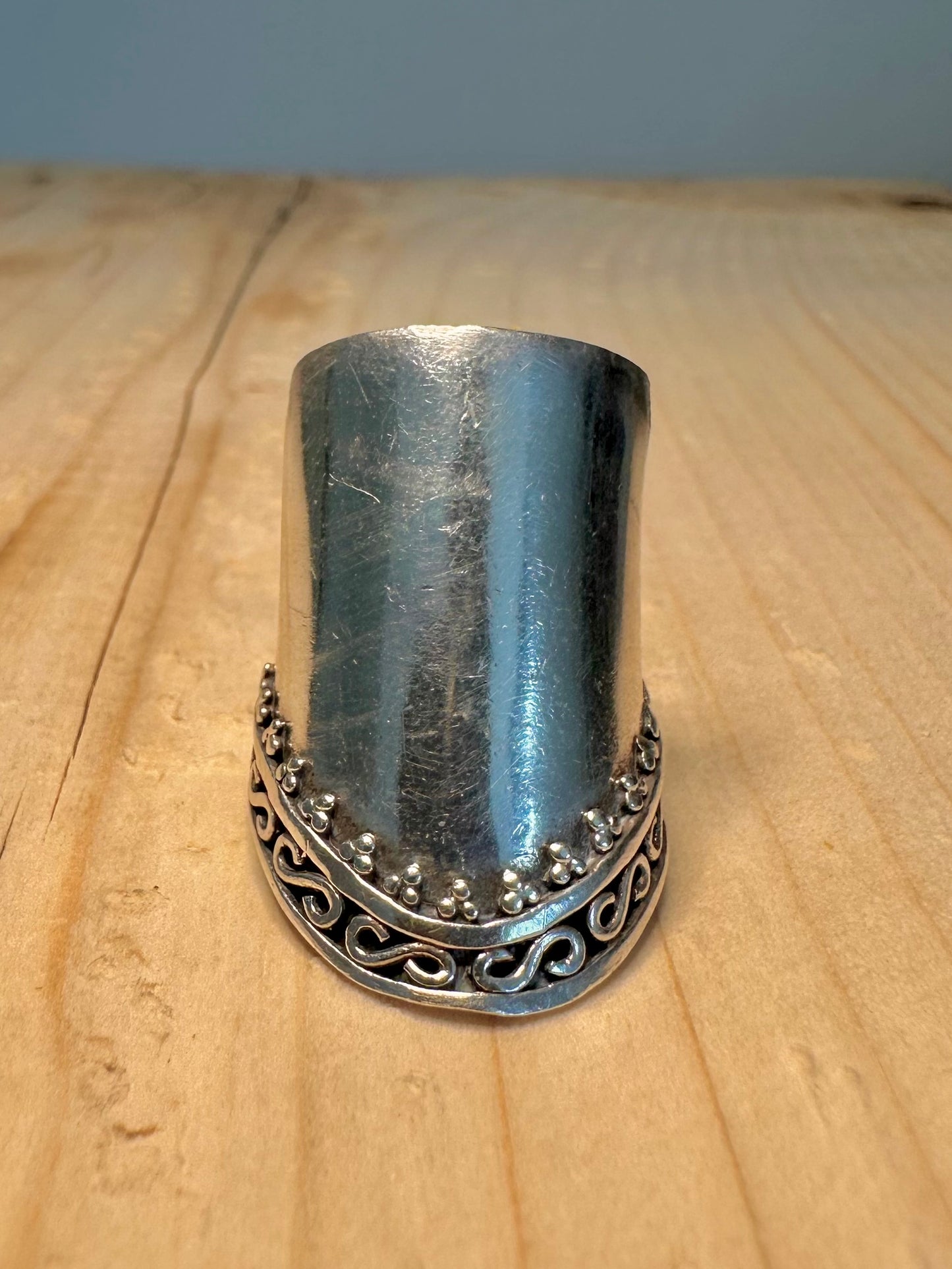 Vintage Wide Statement 925 Sterling Silver Size O Ring