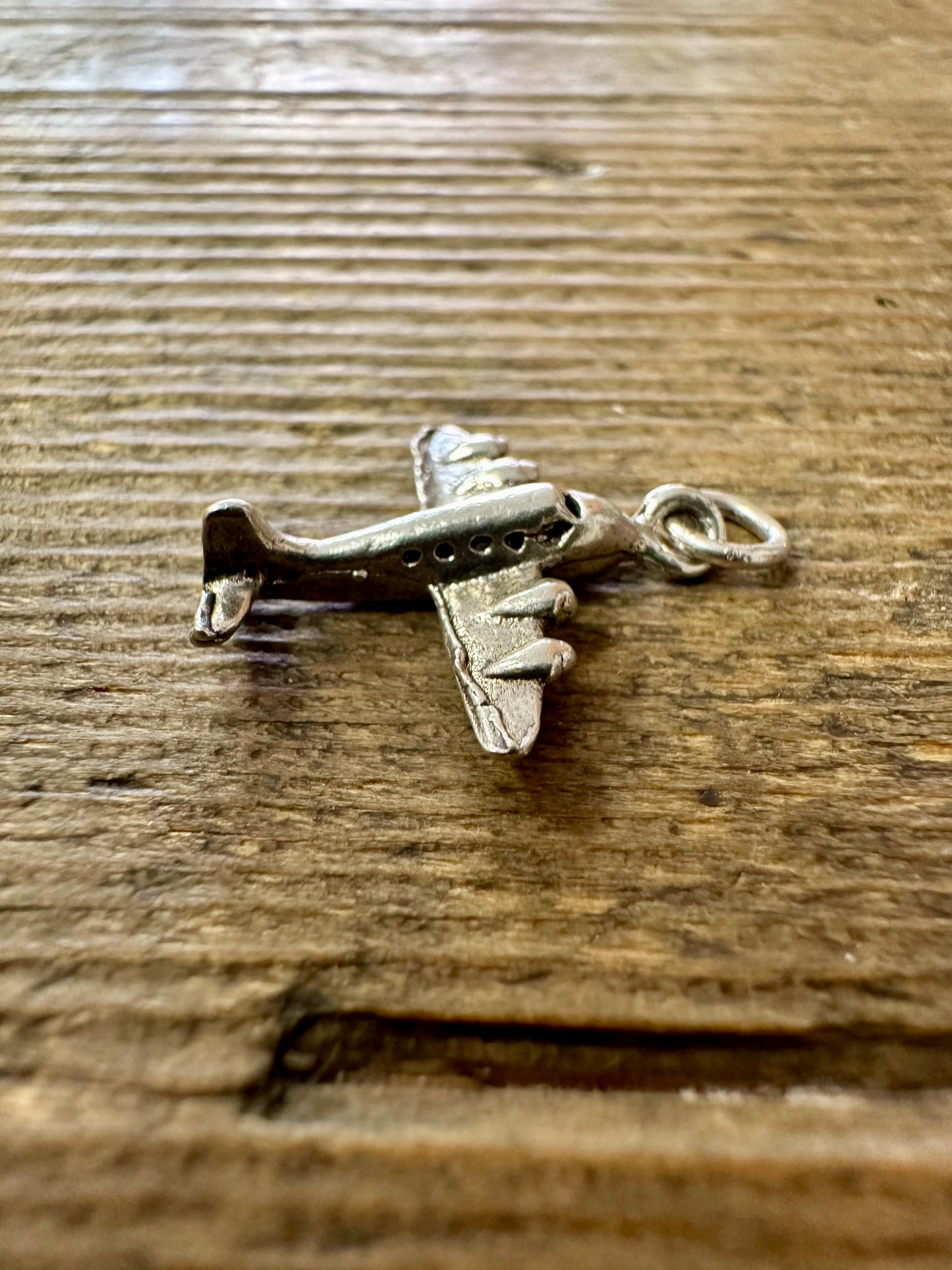 Vintage Plane 925 Silver Charm Pendant