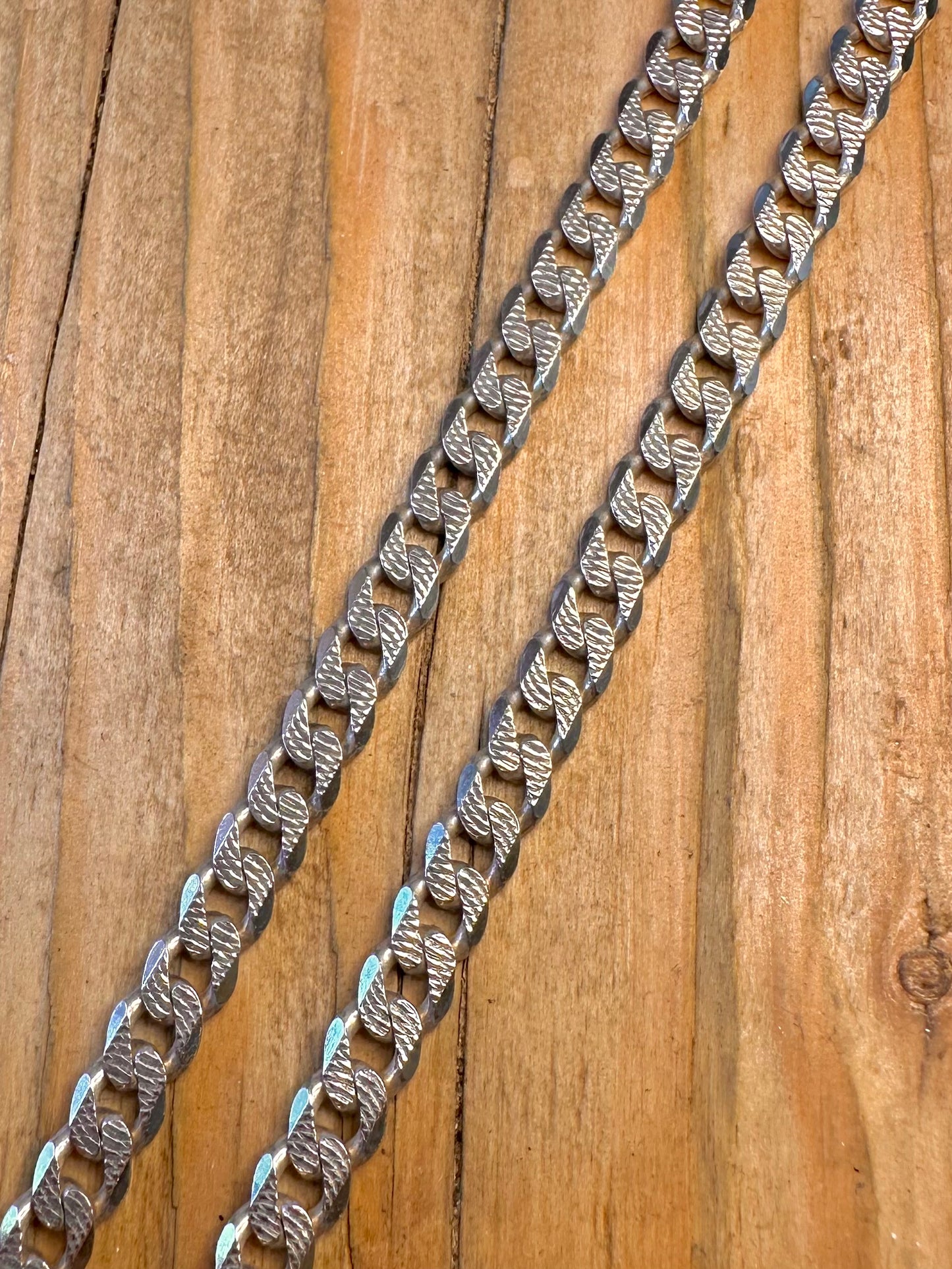 Textured Curb Chain 925 Sterling Silver 18 inch Necklace