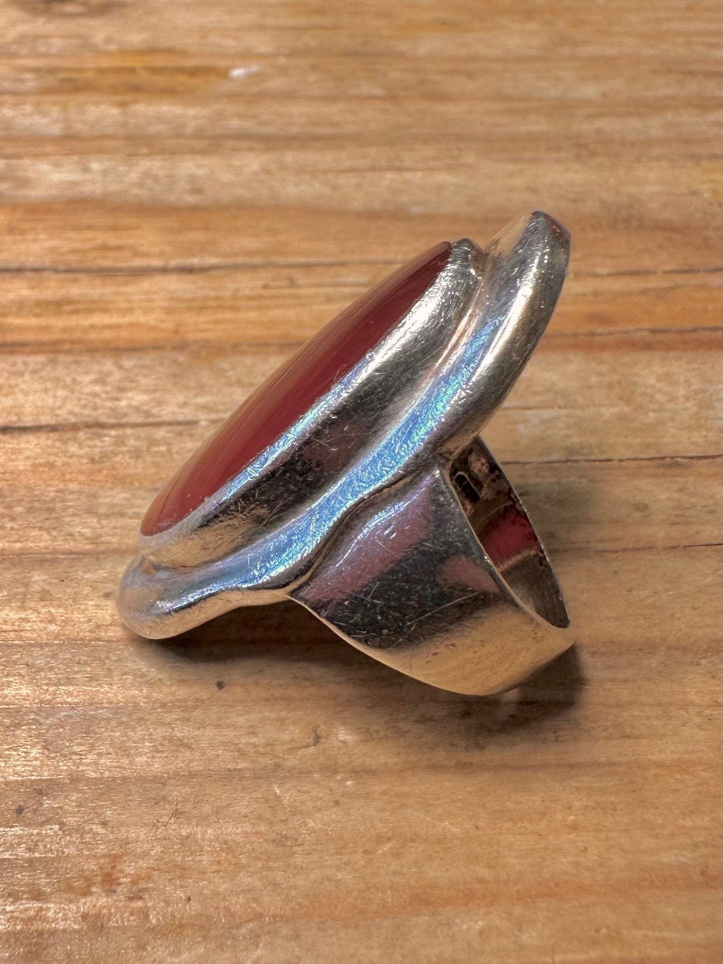 Vintage 1972 Carnelian Oval 925 Sterling Silver Size L Ring