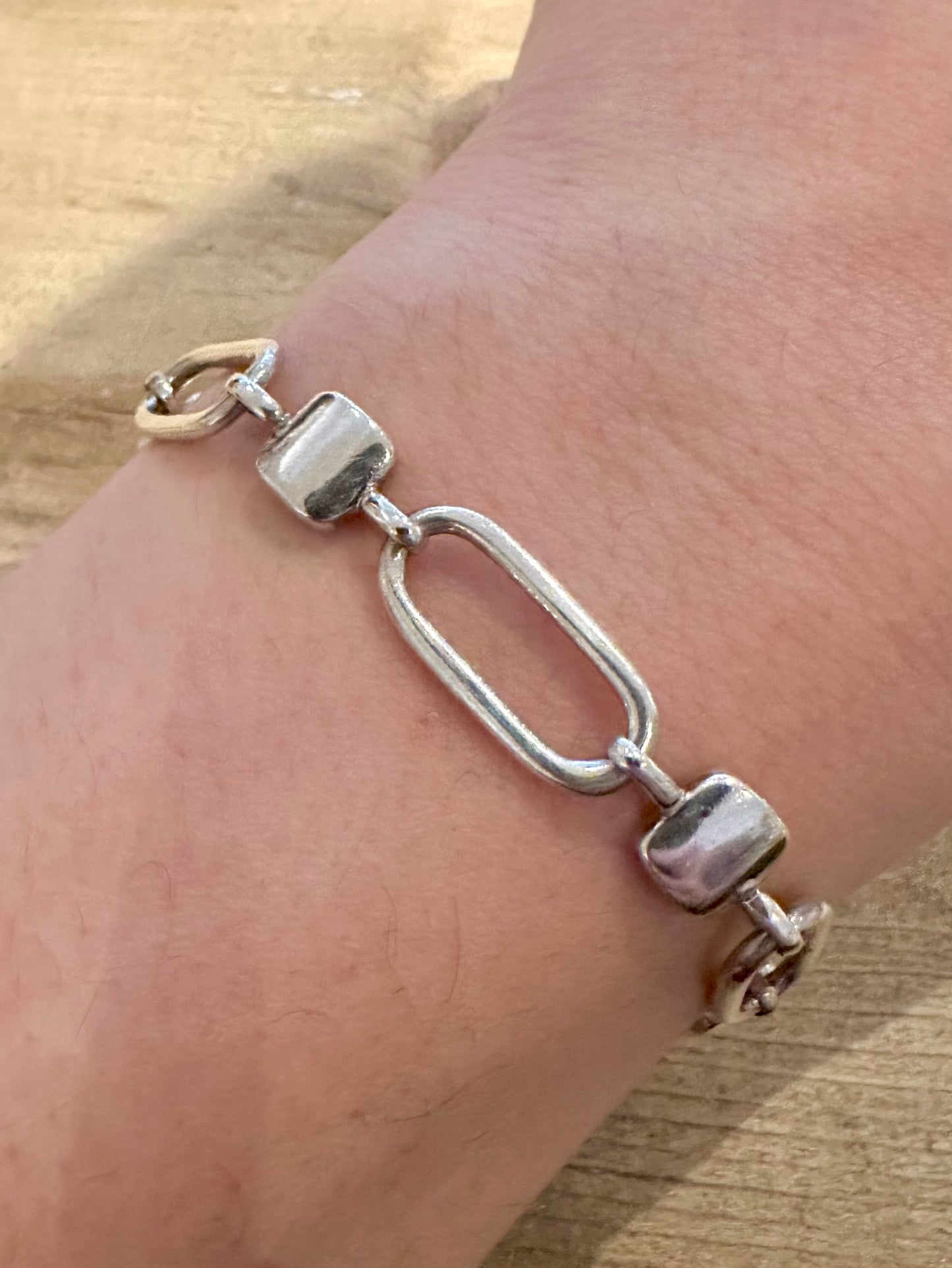 Vintage Bar Link T Bar 7.4 inch 925 Silver Bracelet