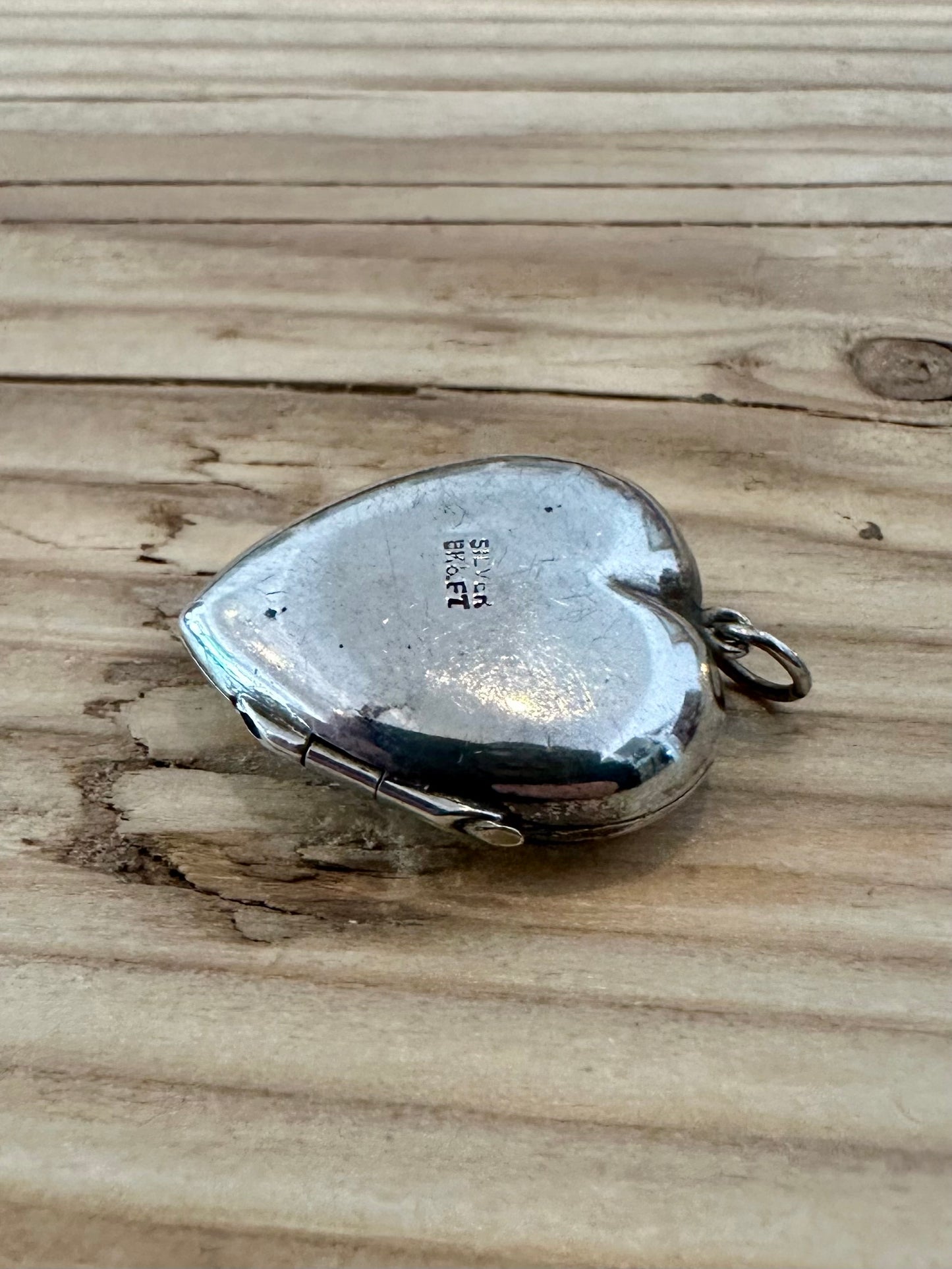 Vintage Engraved Heart Locket 925 Silver Pendant