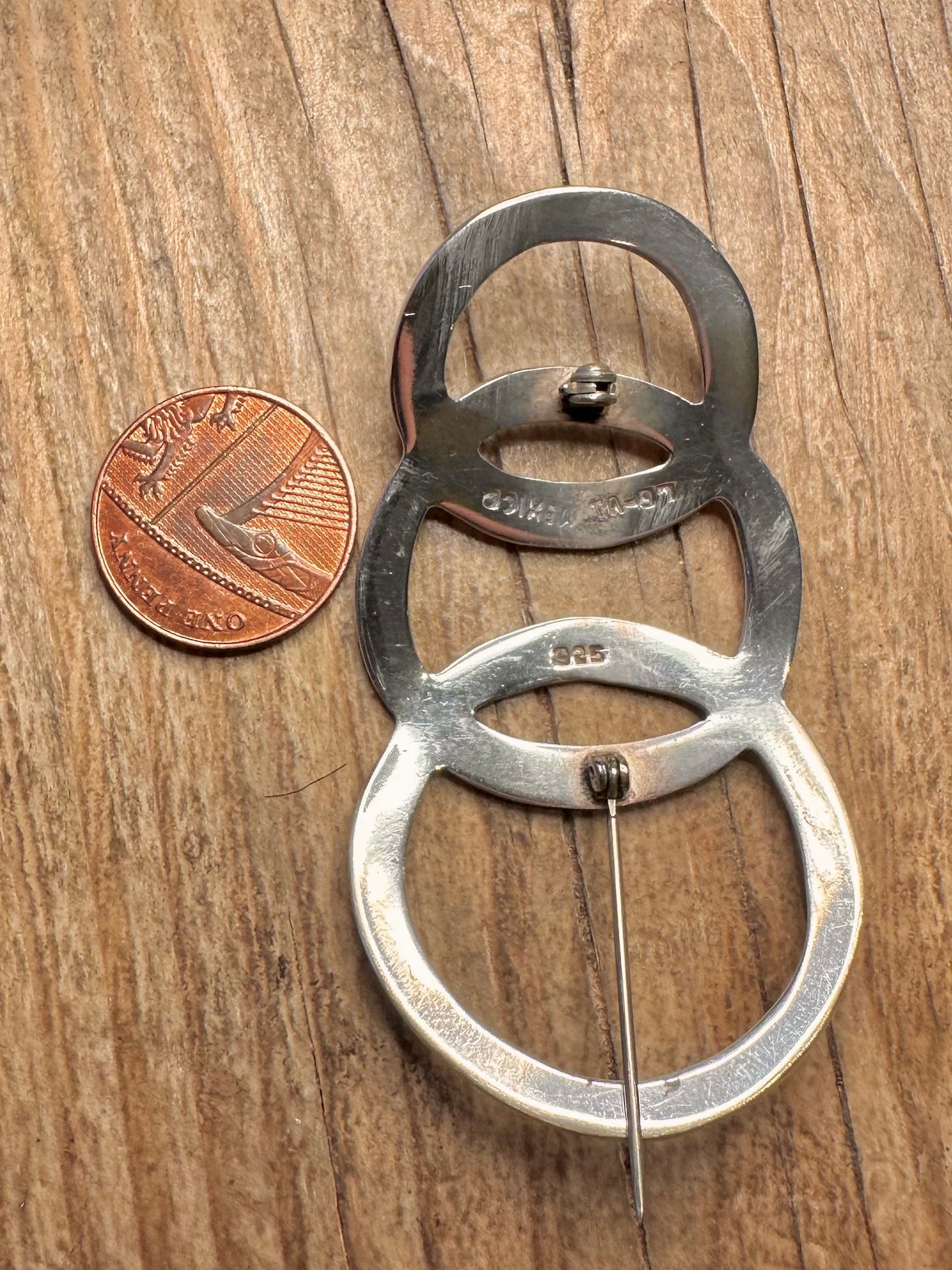 Abstract Circle Mexico 925 Sterling Silver Brooch