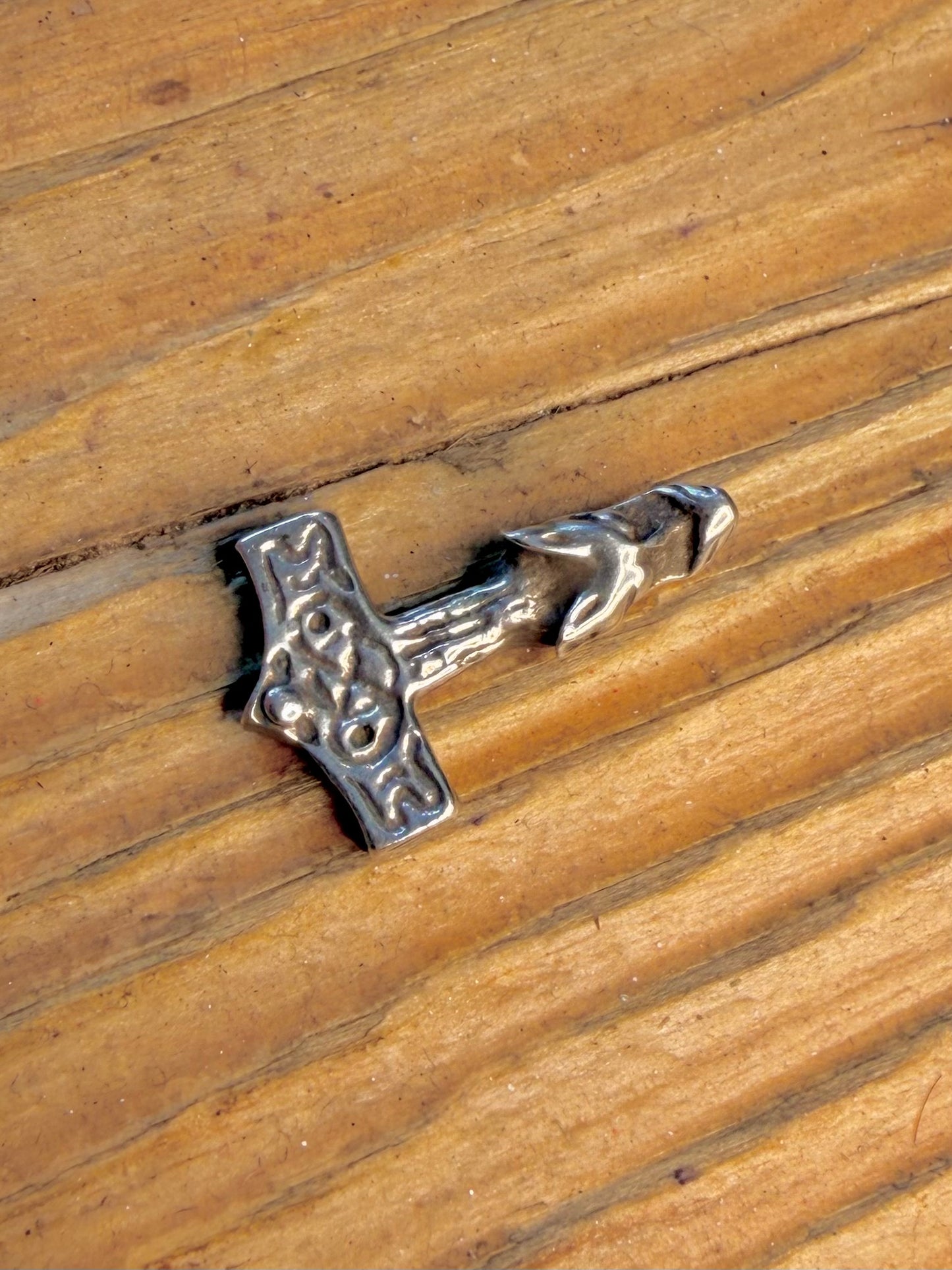 Viking Animal Head Thor Hammer 925 Sterling Silver Pendant