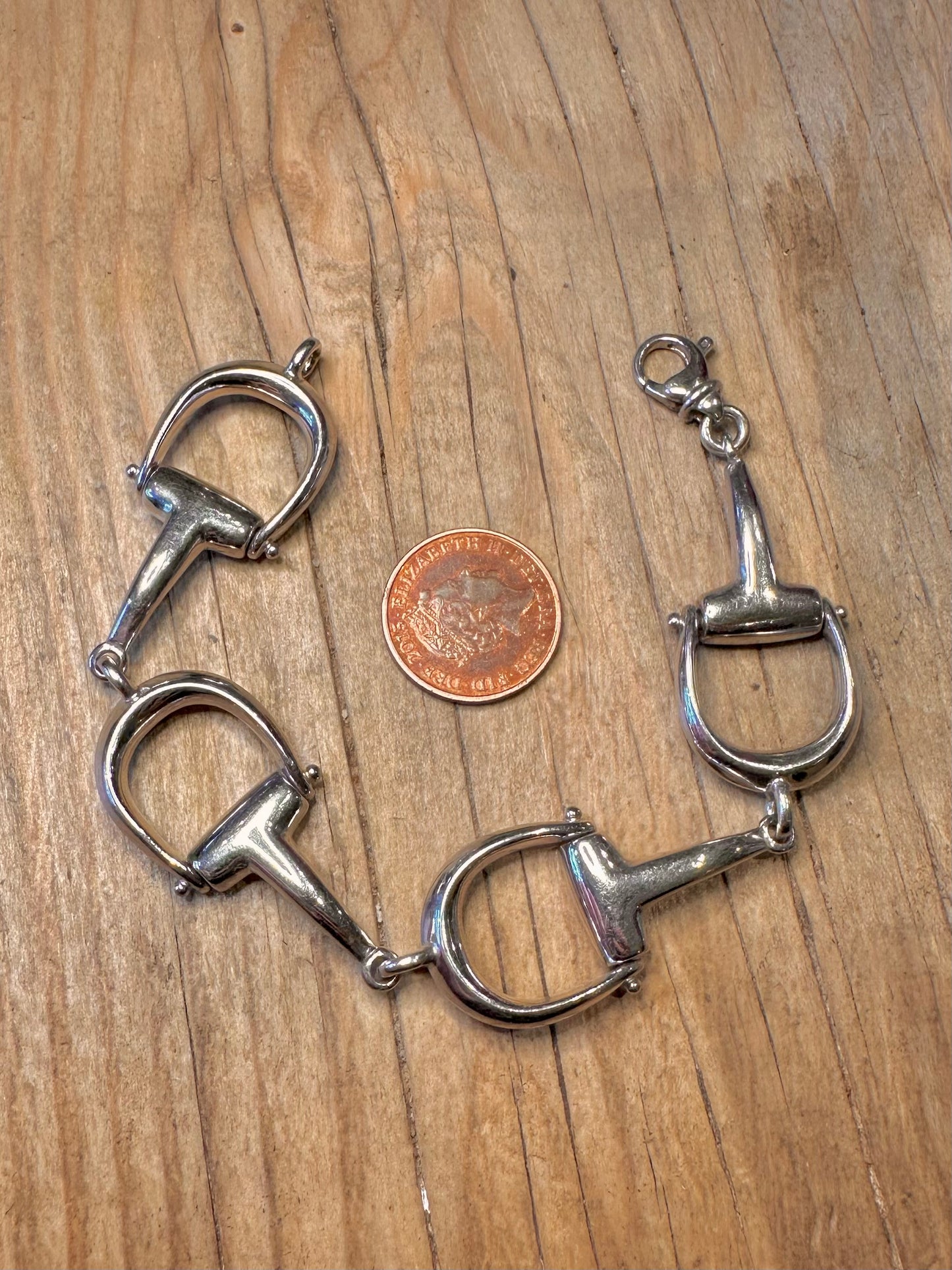 Vintage Chunky Stirrup Link Italy 925 Sterling Silver 7.6 inch Bracelet