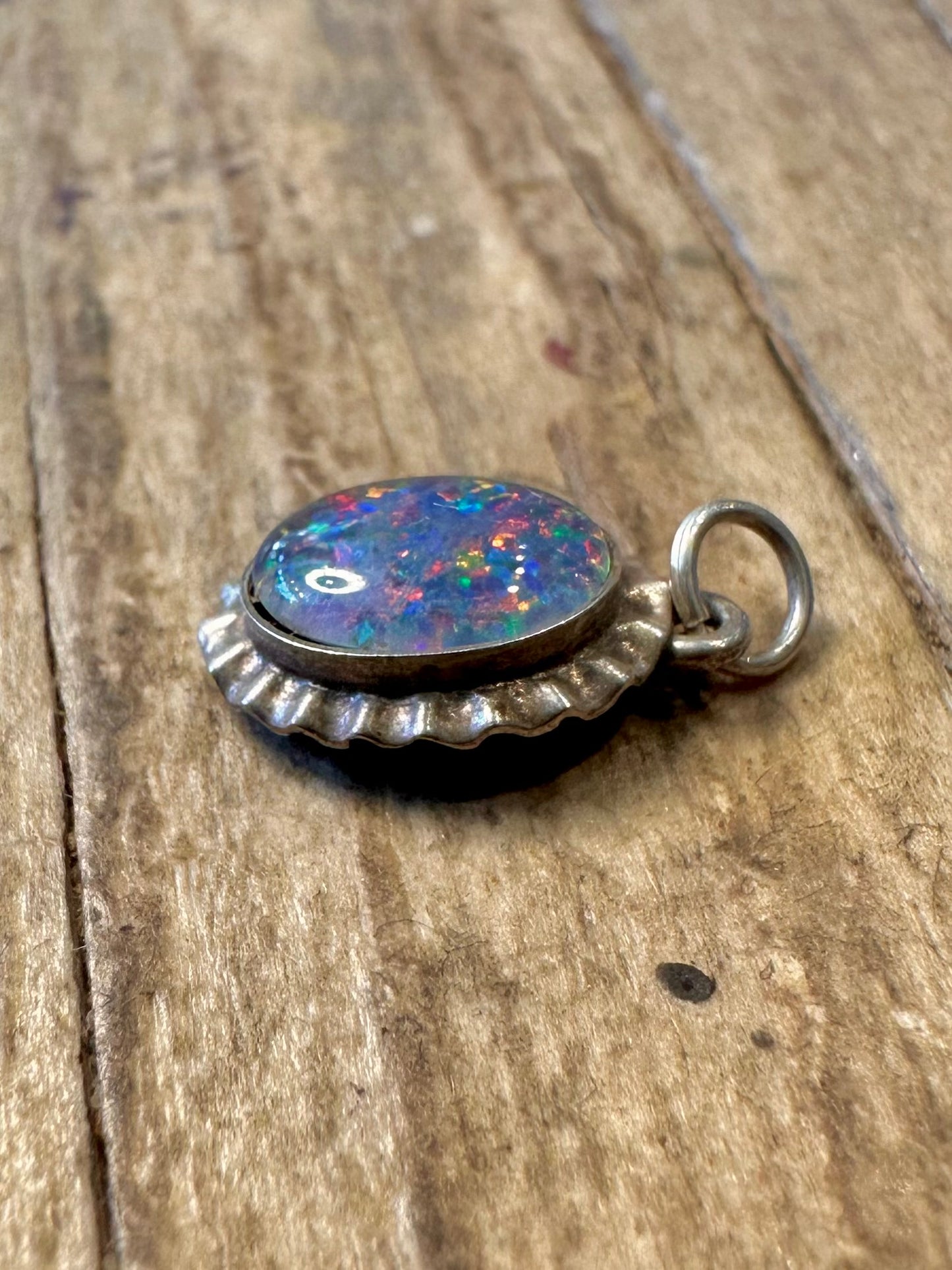 Vintage Blauer Opal 925 Sterling Silber Anhänger