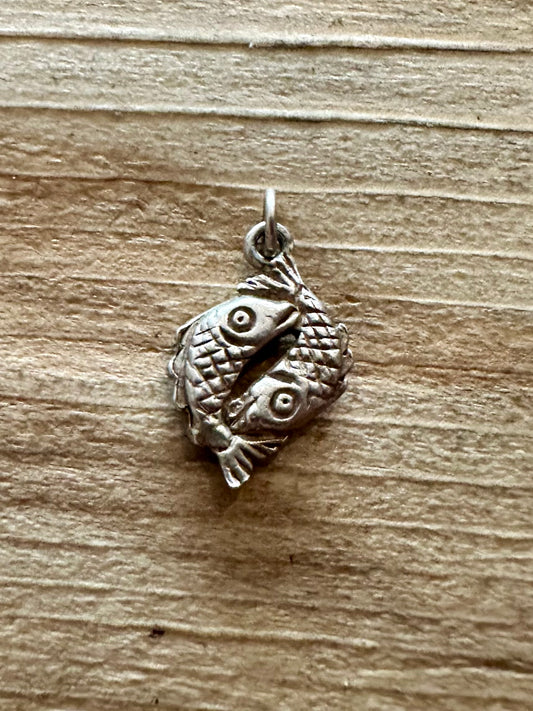 Vintage Twin Fish 925 Silver Charm Pendant