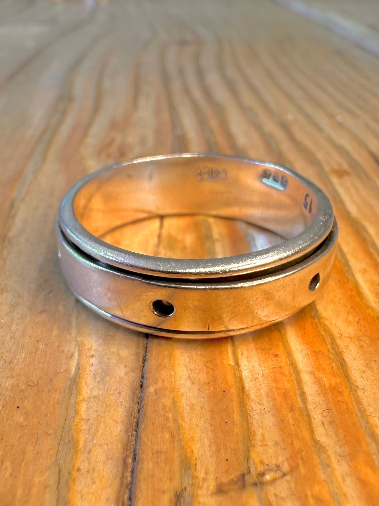 Spinner Band Circle Cut Out 925 Sterling Silver Size Z+5 Ring