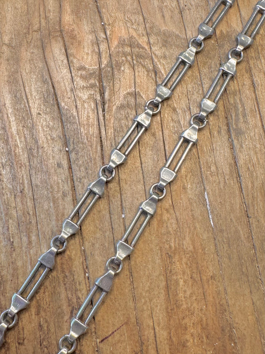 Abstract Bar Link Chain Dog Clip Clasp 925 Sterling Silver 18 inch Necklace