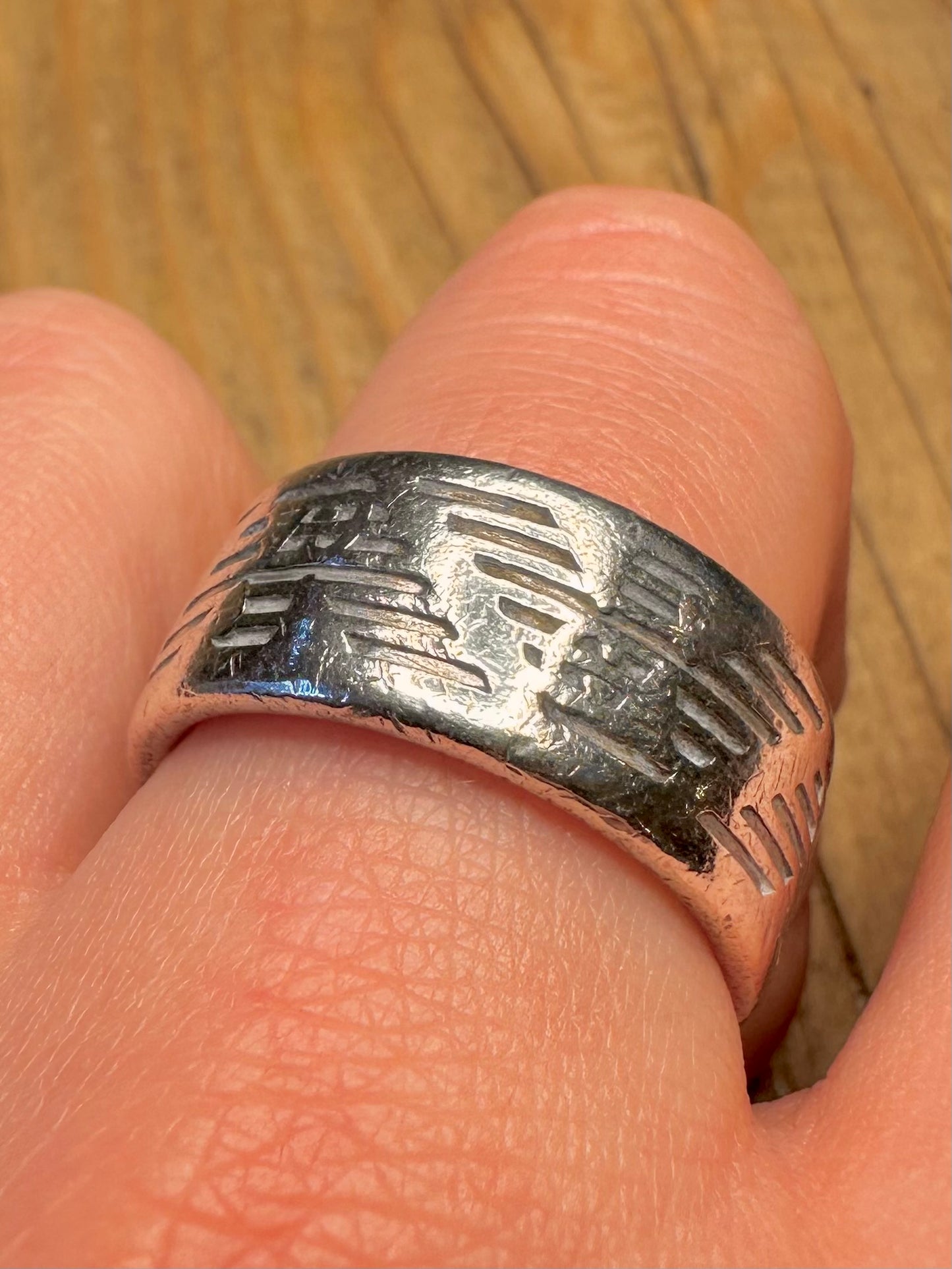 Vintage Emporio Armani Chunky Band 925 Sterling Silver Size T Ring