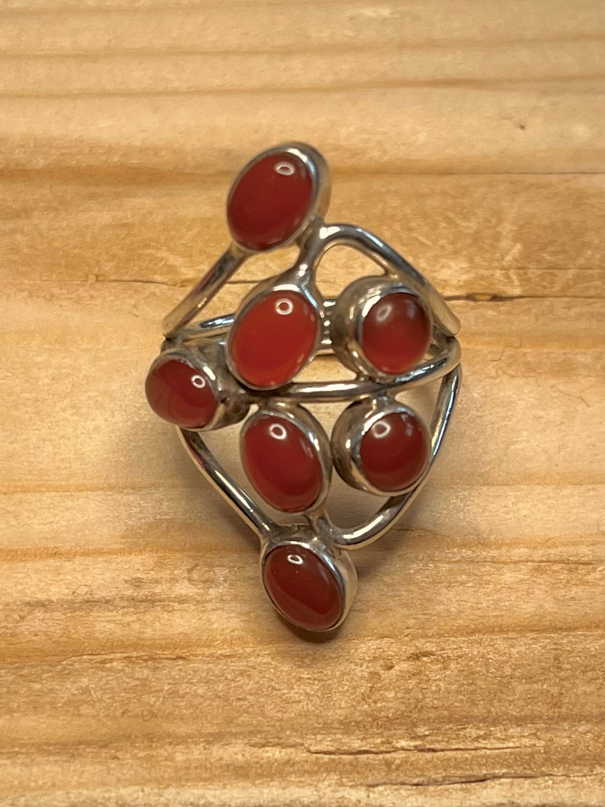 Multi-Gem Carnelian 925 Sterling Silver Size R/S Ring