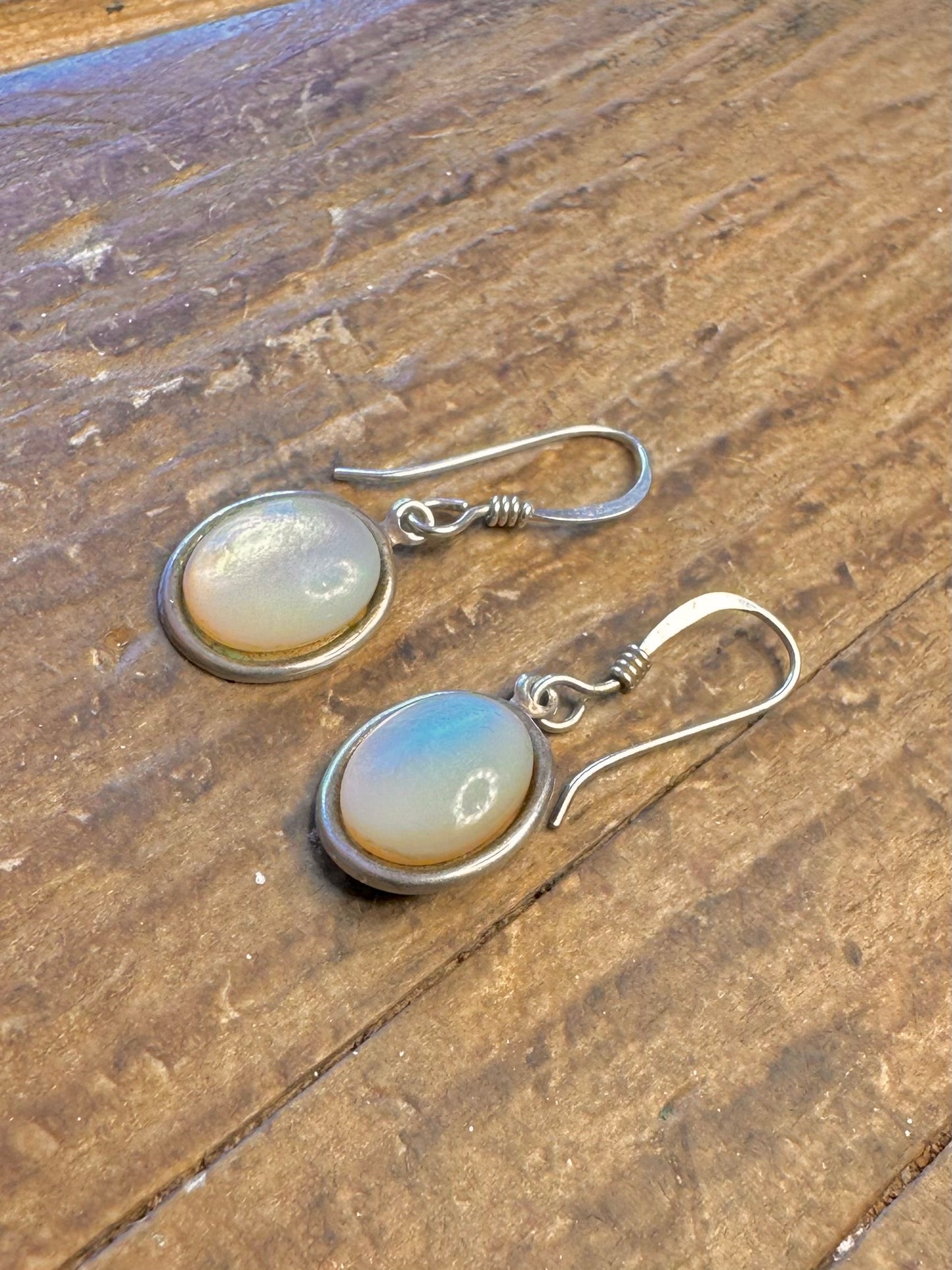 Mother of Pearl Oval 925 Sterling Silver Earrings