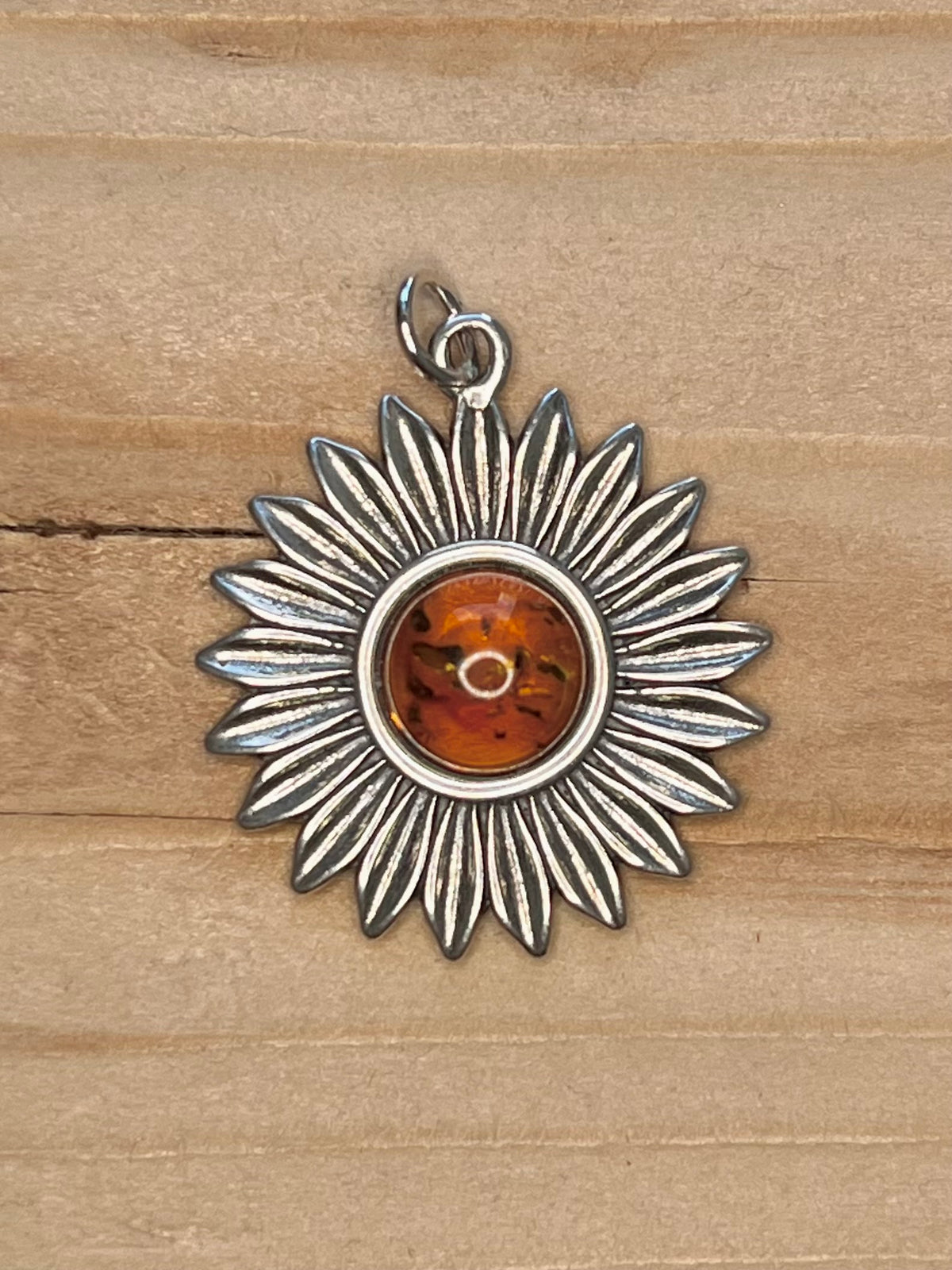 Amber Flower 925 Sterling Silver Pendant