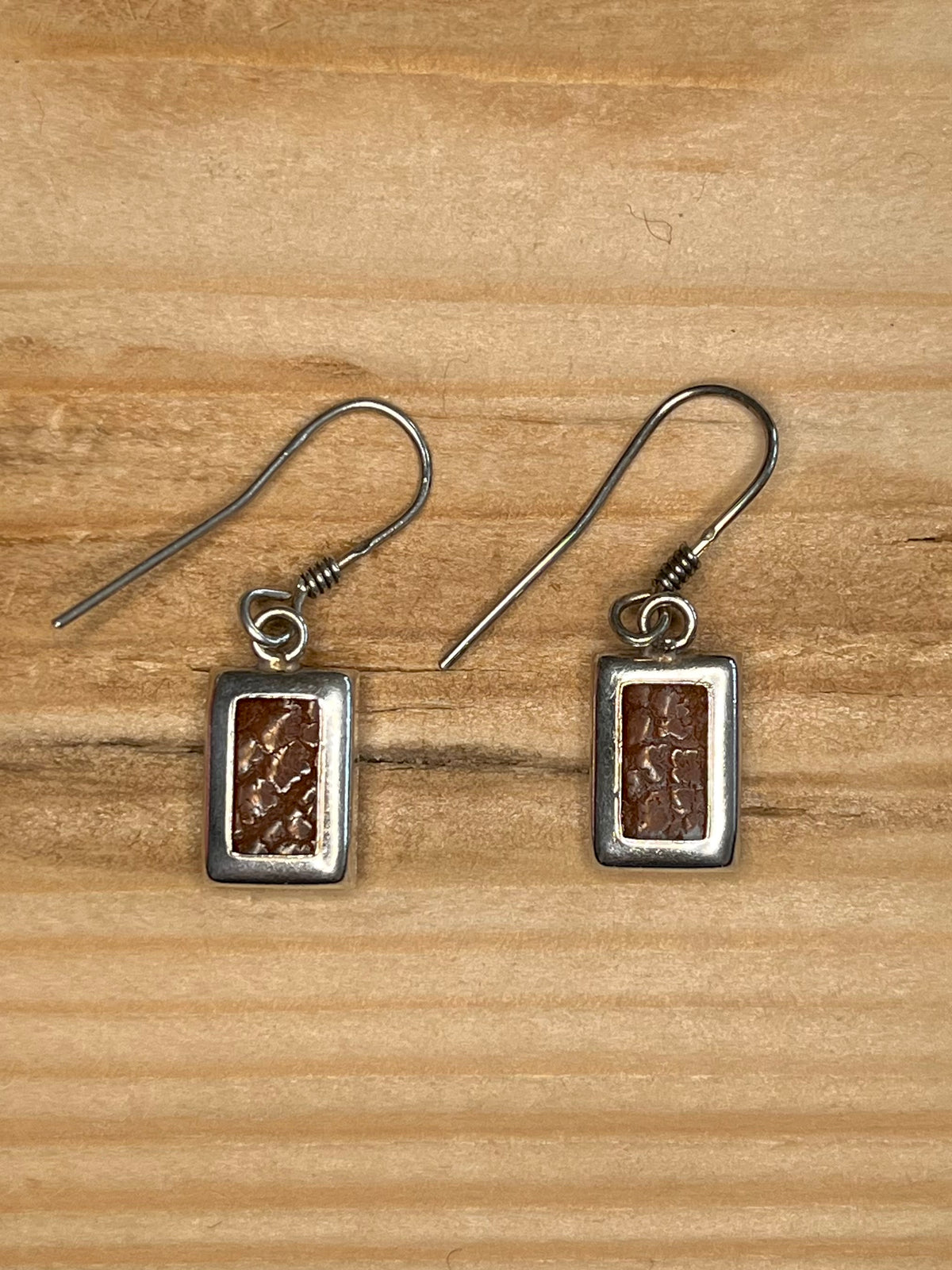 Rectangular Amber 925 Sterling Silver Drop Earrings