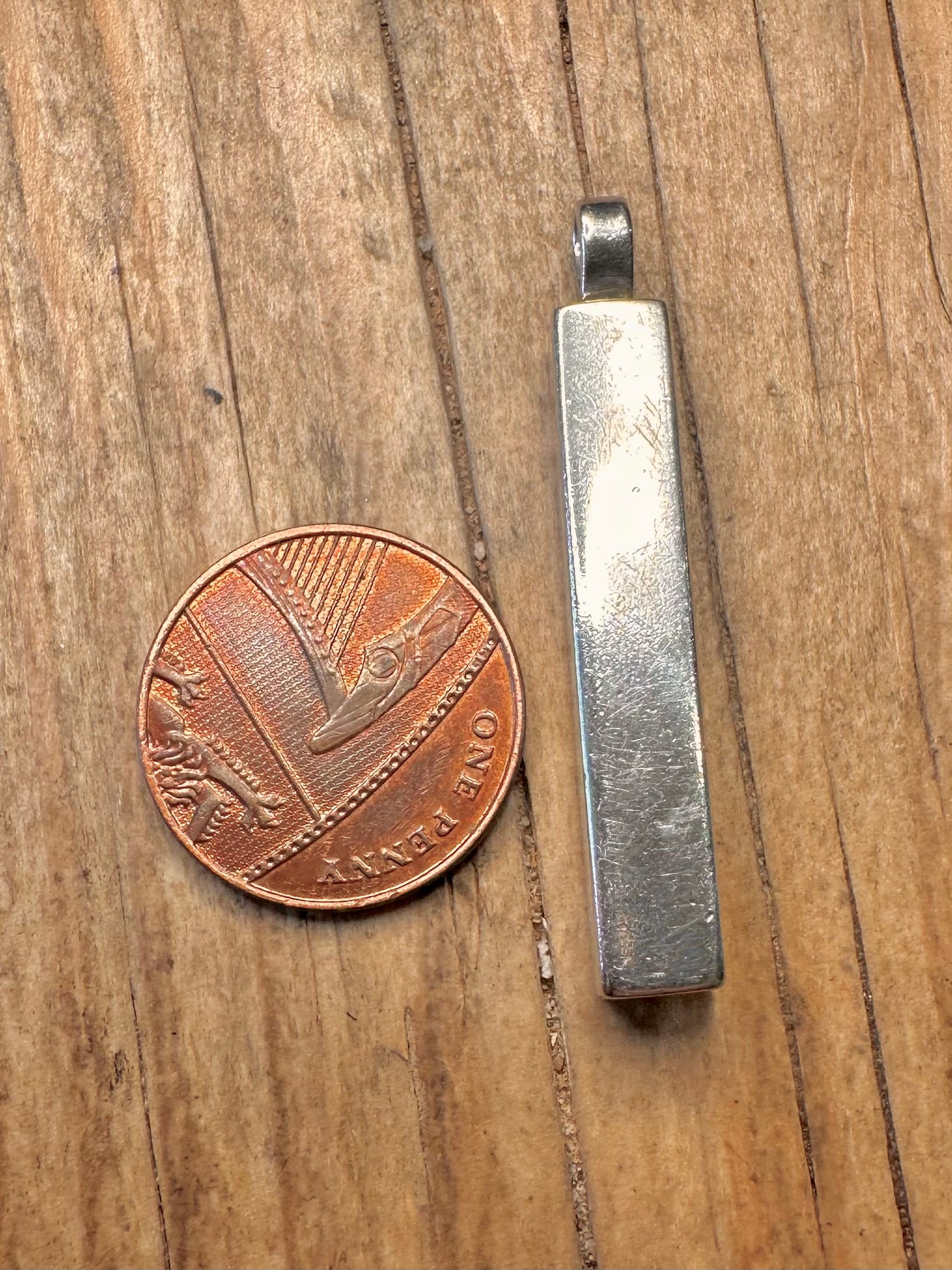 Vintage 1977 Hallmarked Maker GS London 925 Sterling Silver Ingot Pendant
