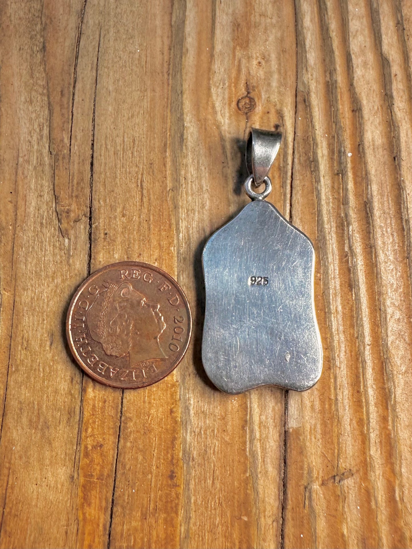 Abstract Multi Coloured Mother of Pearl 925 Sterling Silver Pendant