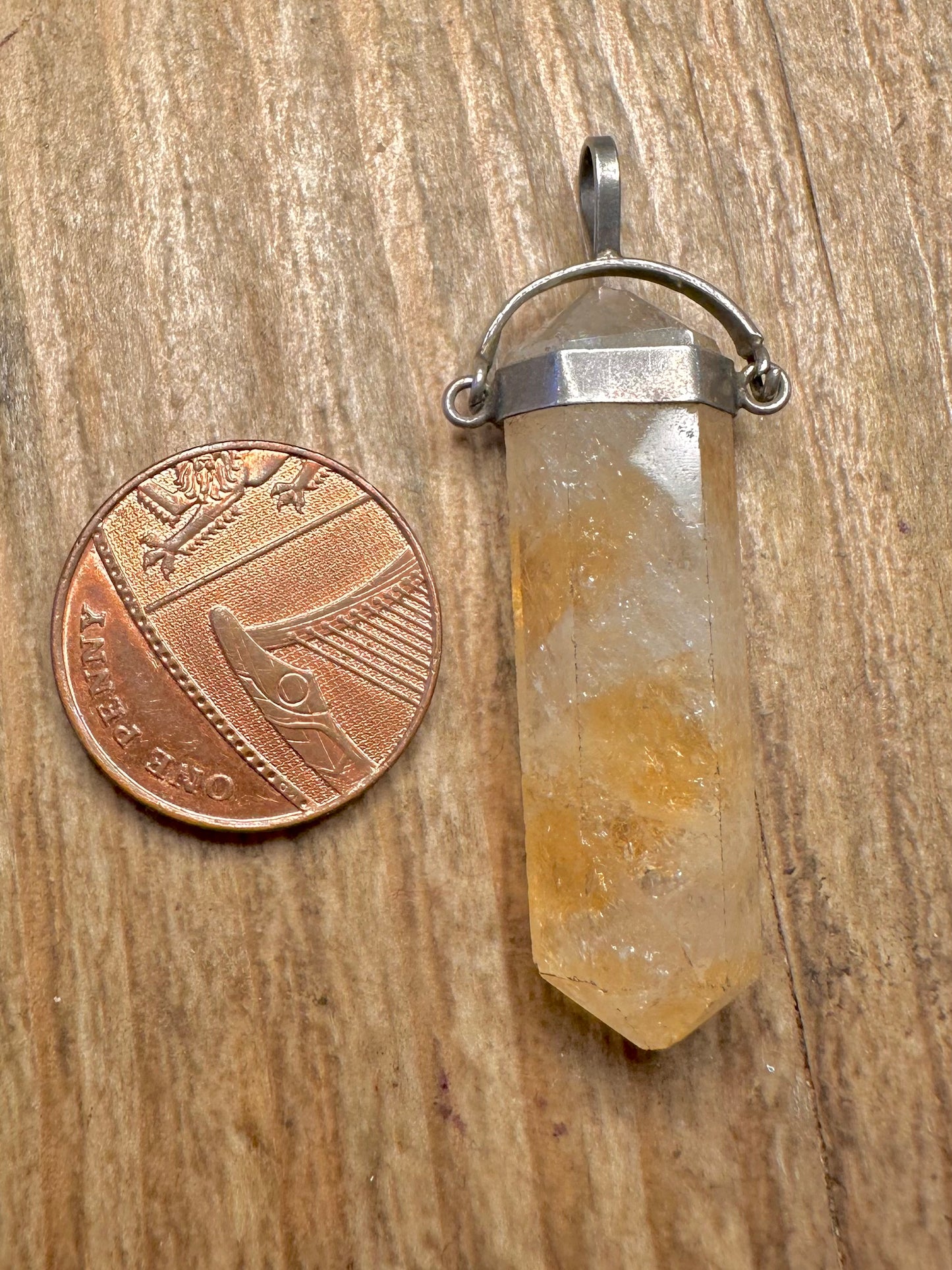 Vintage Citrine Point 925 Sterling Silver Pendant