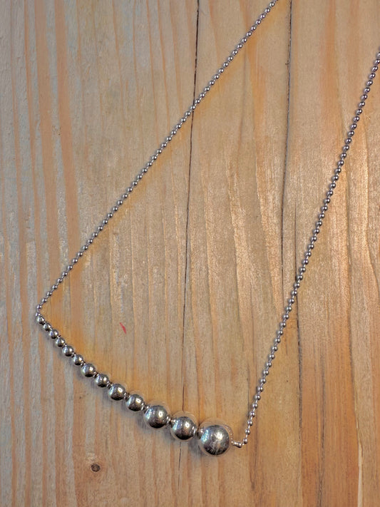 Modern Ball Chain Graduated 925 Sterling Silver 17.5 to 19.4 inch Necklace