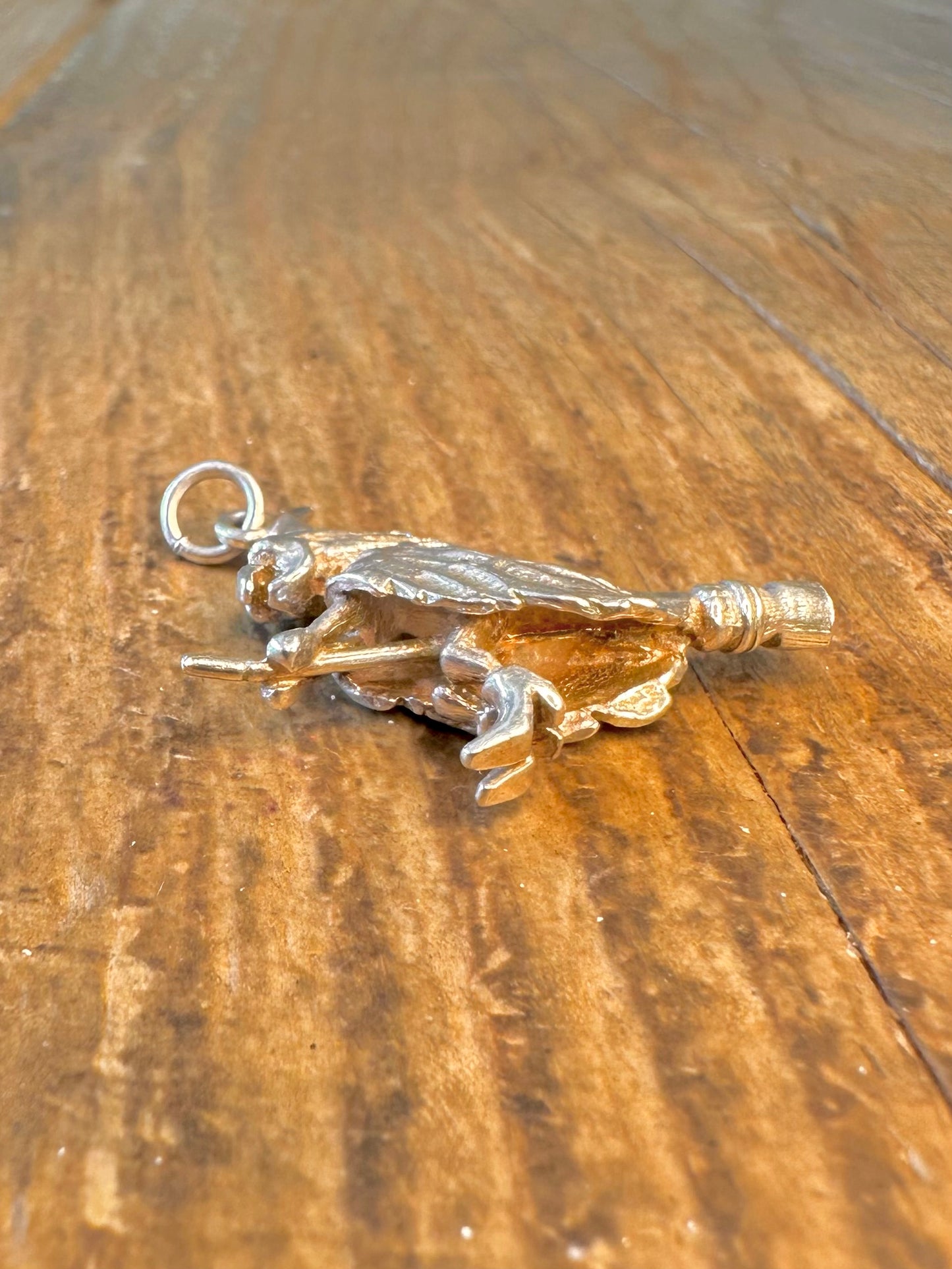 Witch on Broomstick 925 Sterling Silver Pendant