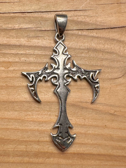 Vintage Gothic Cross 925 Sterling Silver Pendant