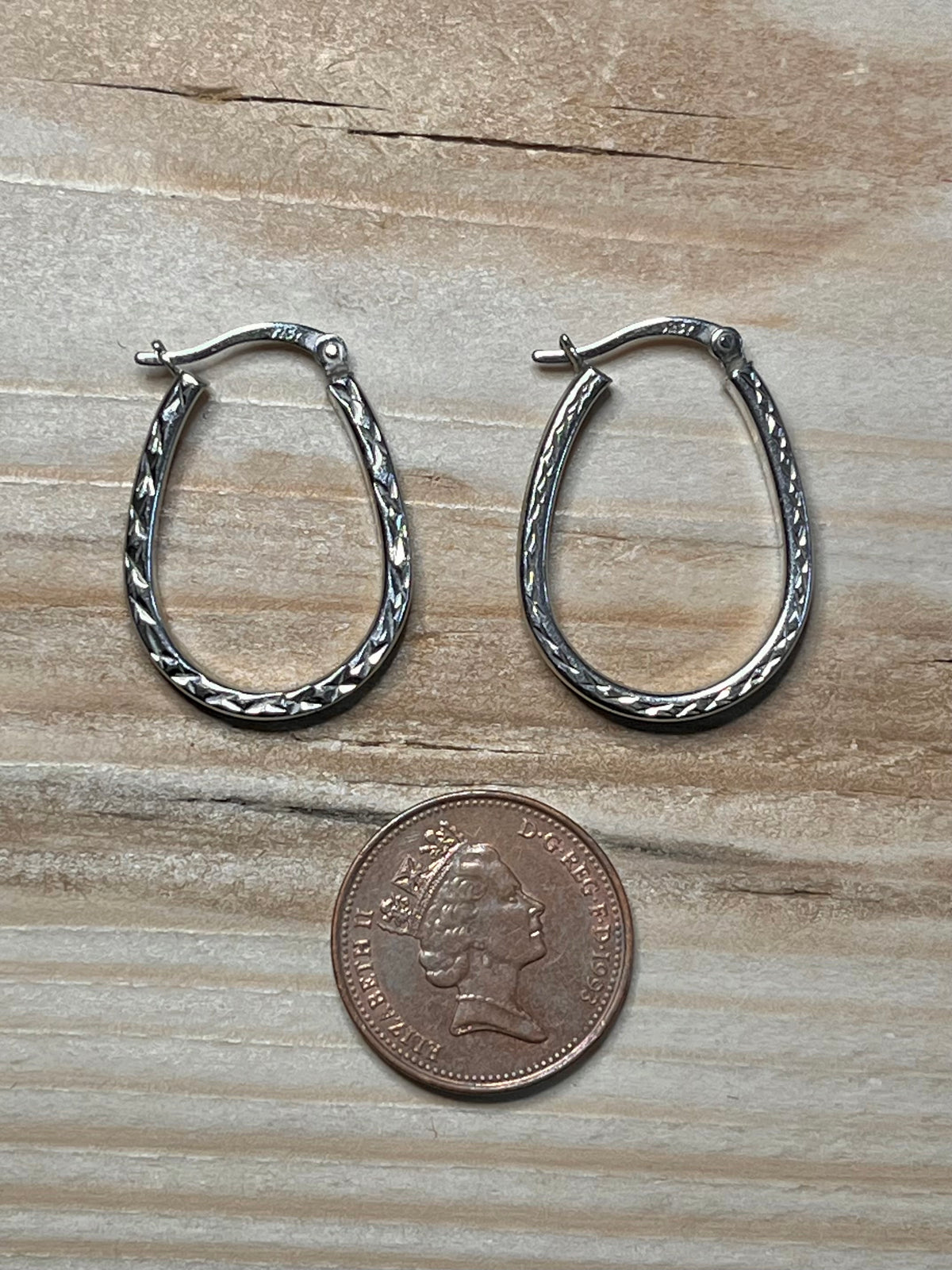 Textured Horse Shoe 925 Sterling Silver Hoop Earrings
