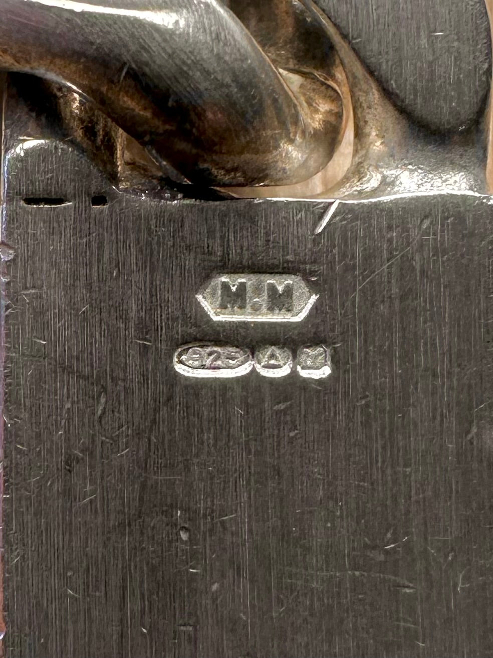 Vintage 1973 Chunky Heavy Identity Curb Chain Germany 925 Sterling Silver 8.8 inch Bracelet