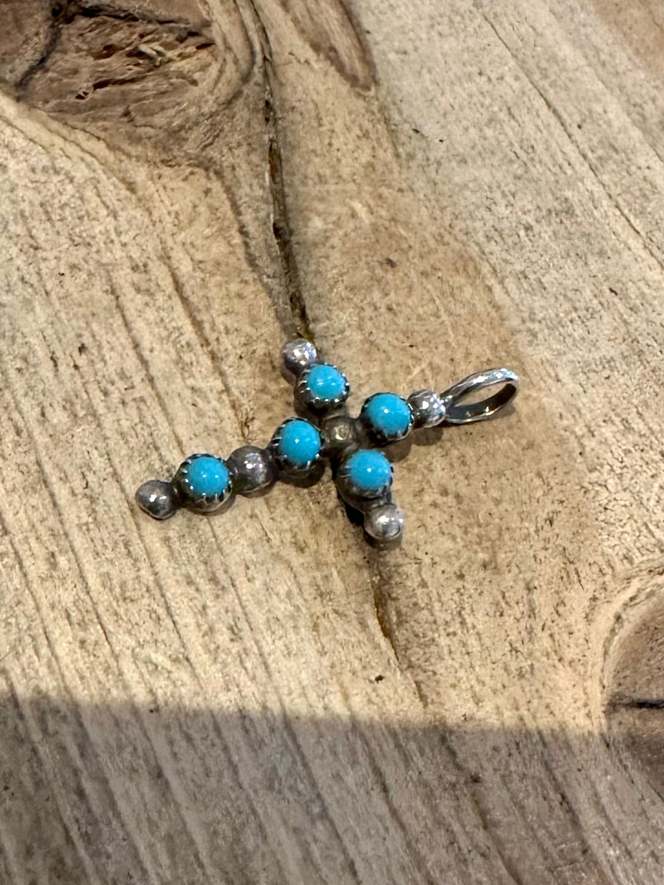 Vintage Turquoise Cross 925 Silver Pendant