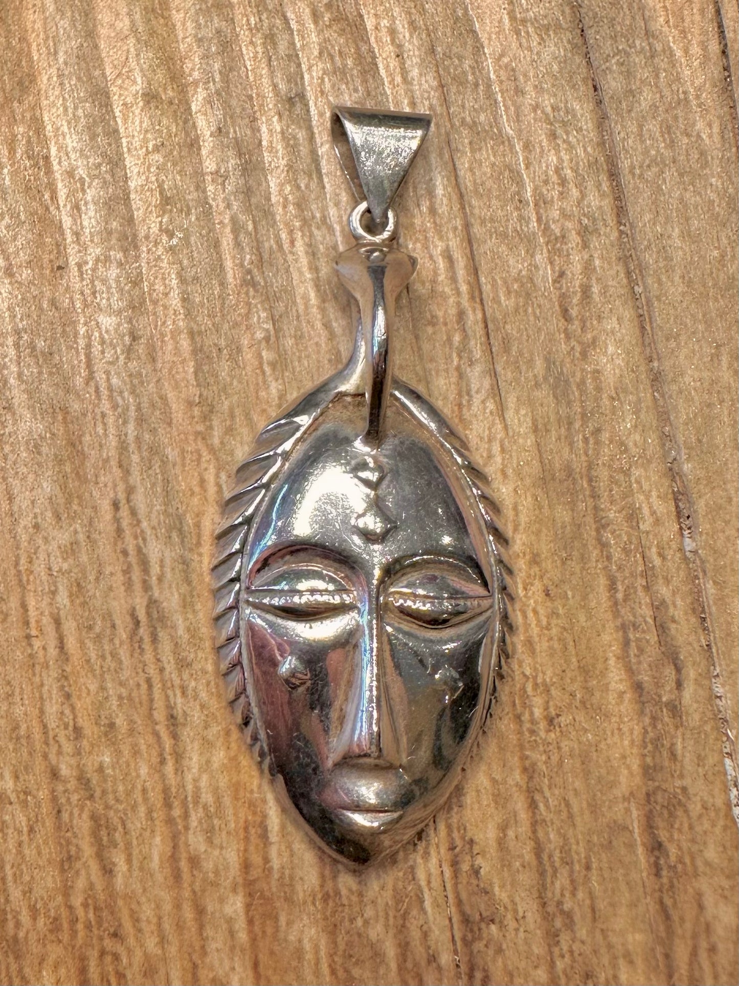 Anhänger Vintage Afrikanische Maske aus 925 Sterling Silber