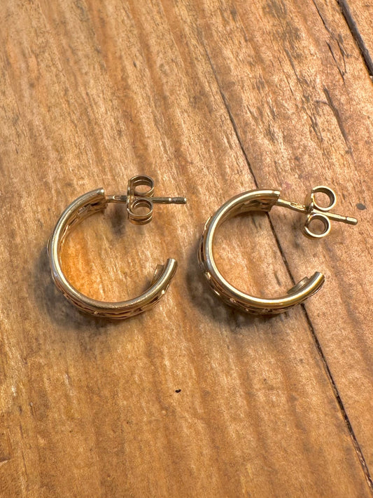 9ct Gold Chain Link Style Half Hoop Earrings