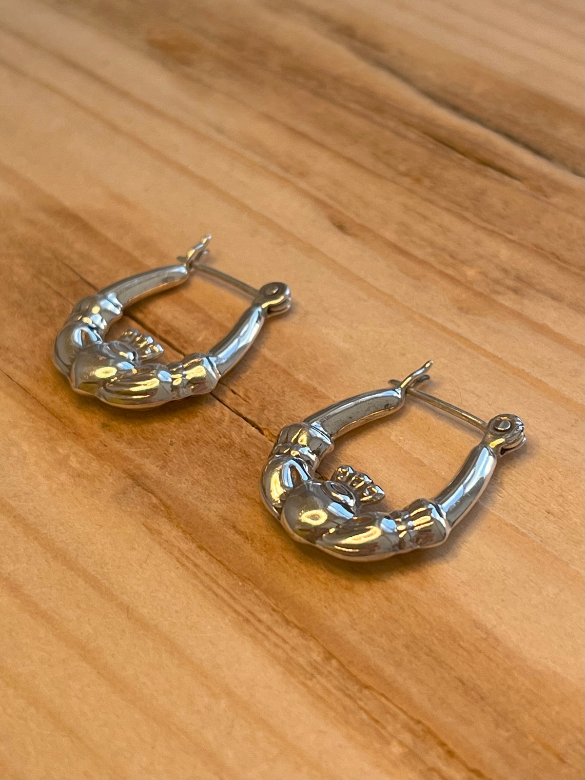 Claddagh Hoops 925 Sterling Silver Earrings