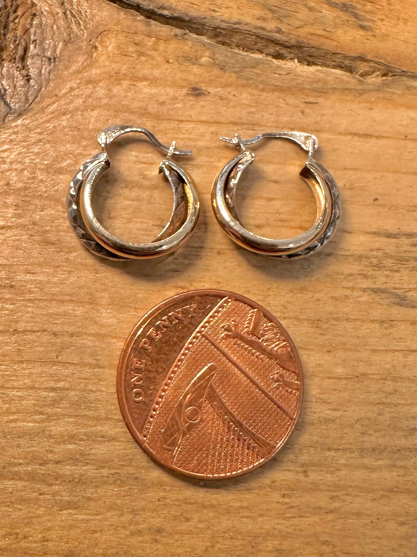 Vintage Overlapping Hoops Gold on 925 Silver Earrings