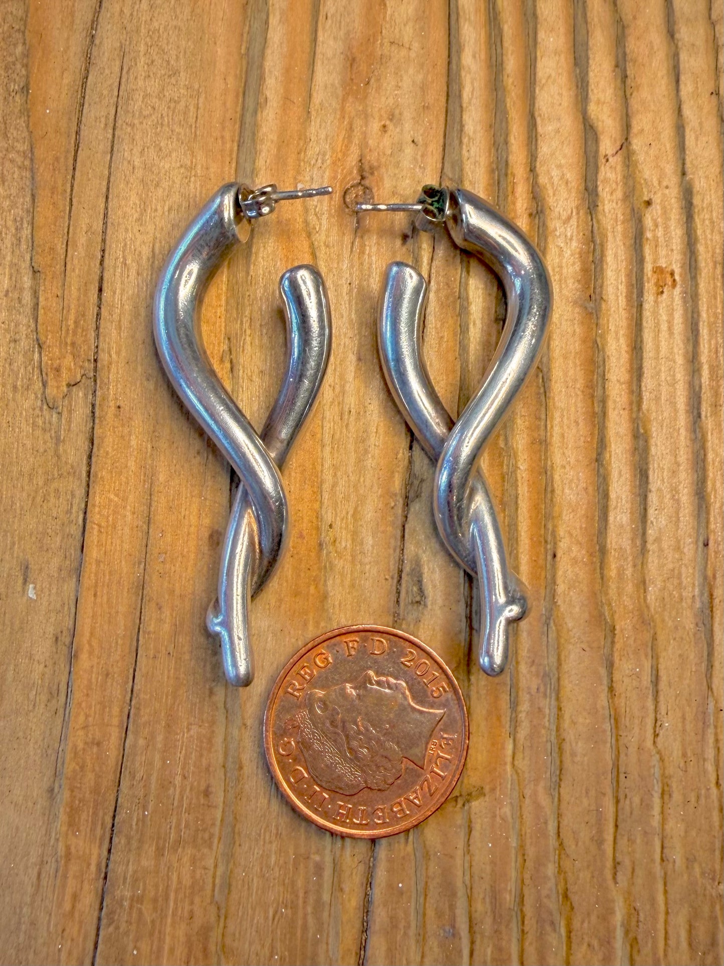 Abstract Twisted Interlocking 925 Sterling Silver Earrings