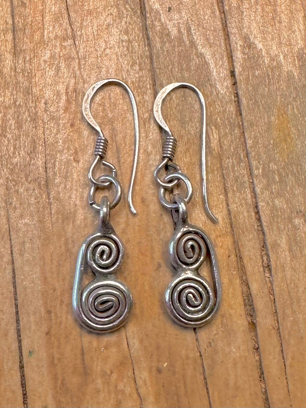 Vintage Swirl Dangle 925 Sterling Silver Earrings