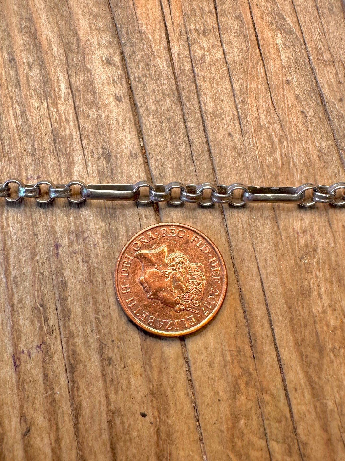 Posaunen-Gliederkette 1995 Albertskette T-Bar 925 Sterling Silber 7,5 Zoll Armband