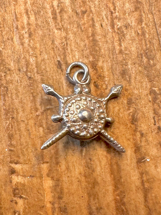 Cross Spears and Shield 925 Sterling Silver Charm Pendant