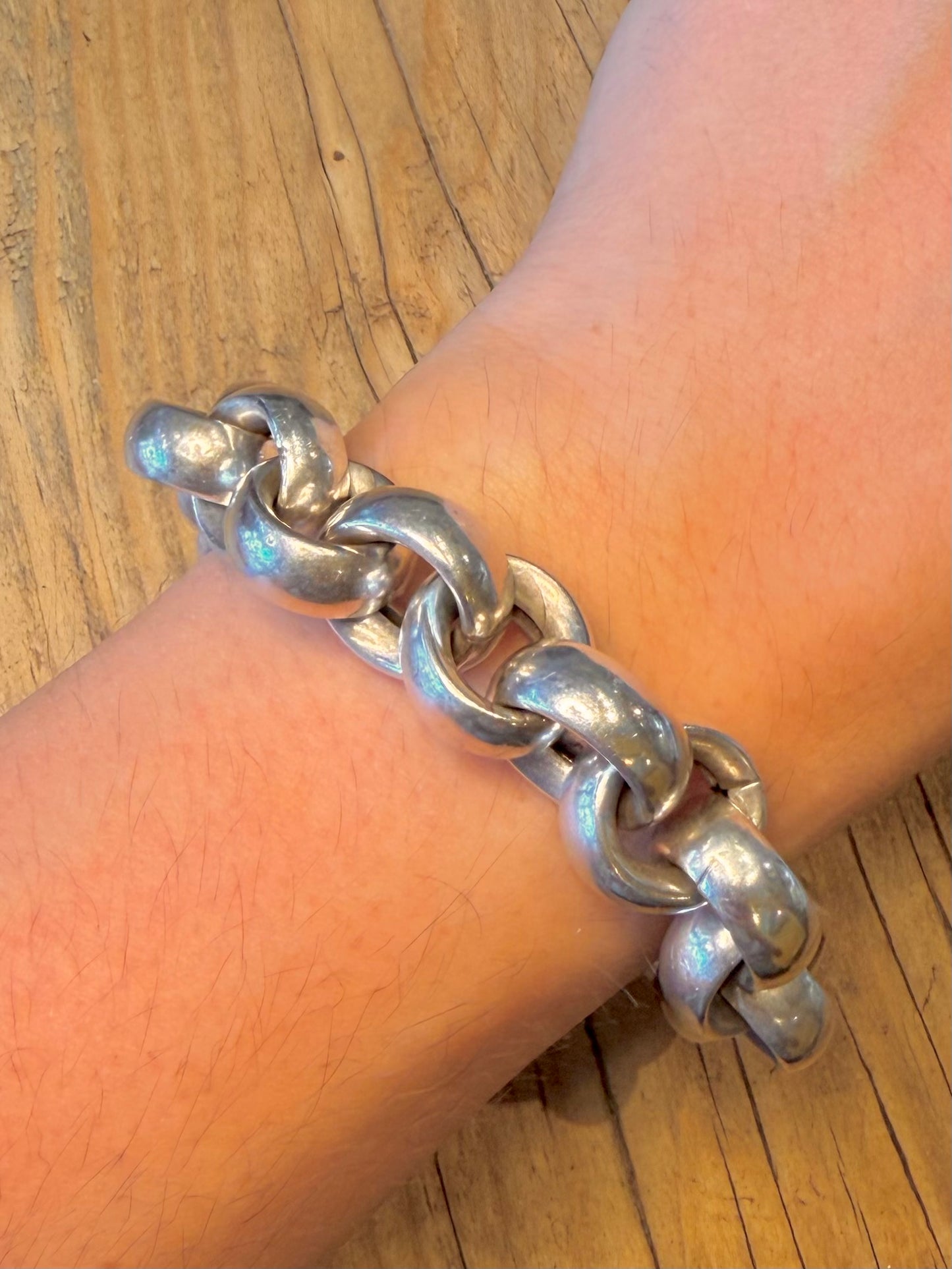 Chunky Belcher Chain Bolt Clasp 925 Sterling Silver 9 inch Bracelet