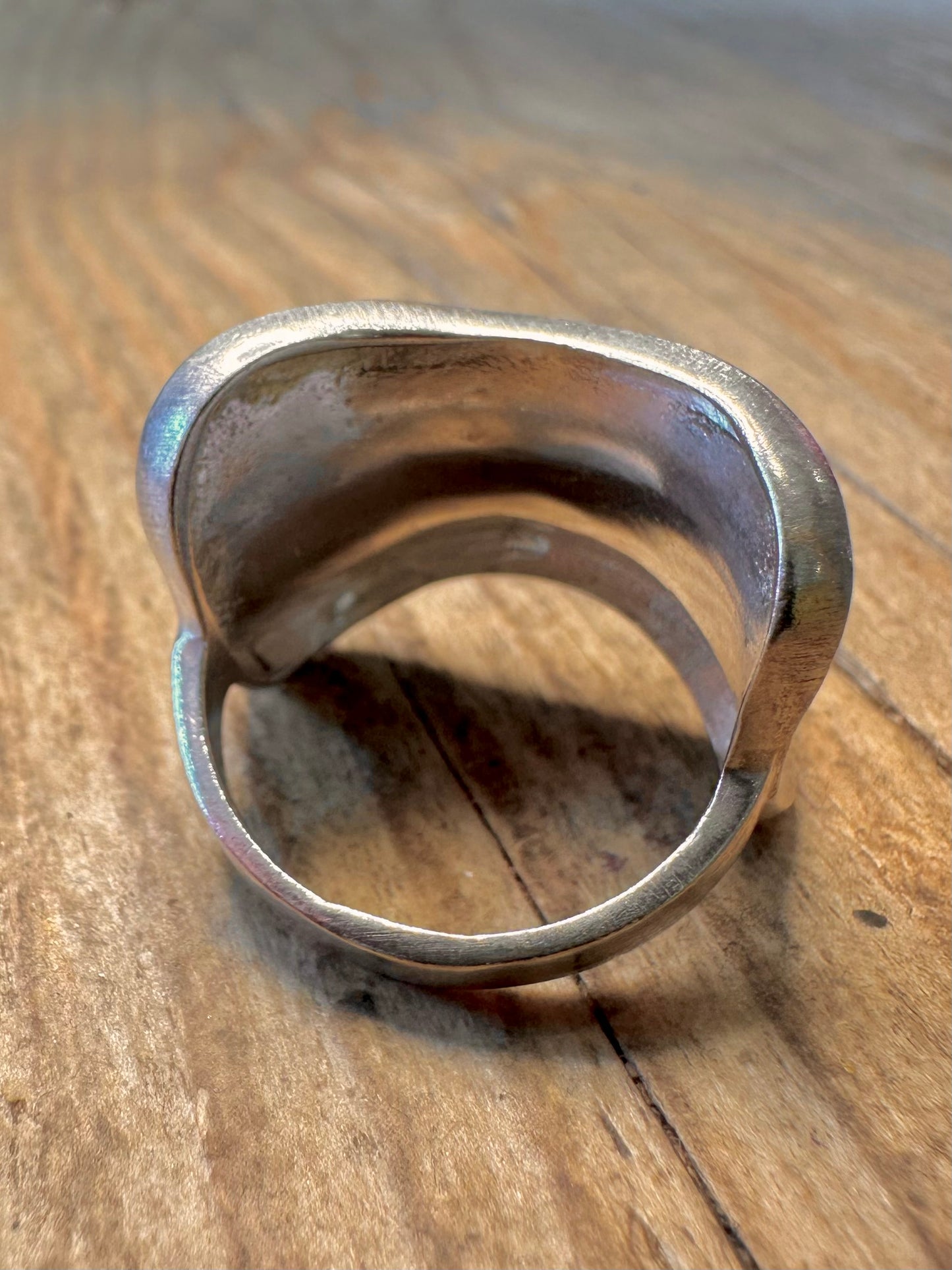 Abstract Concave Brush Finish 925 Sterling Silver Size T Ring