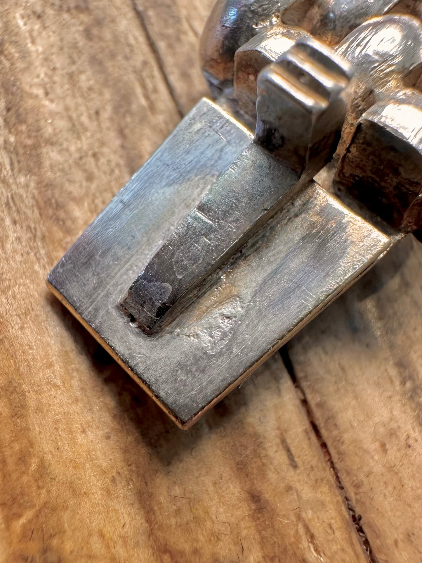 Massives anglo-indisches Figuren-Dreifachgliederketten-Kastenschloss 925 Silber 8 Zoll Armband