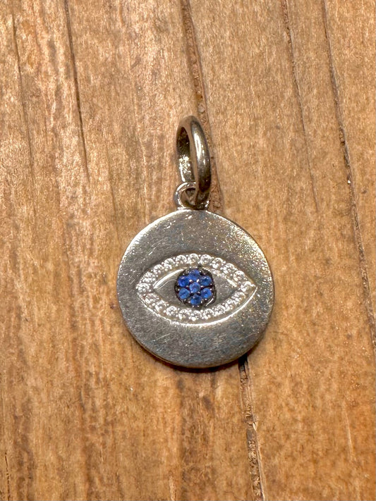 Modern Blue and White CZ Eye 925 Sterling Silver Pendant