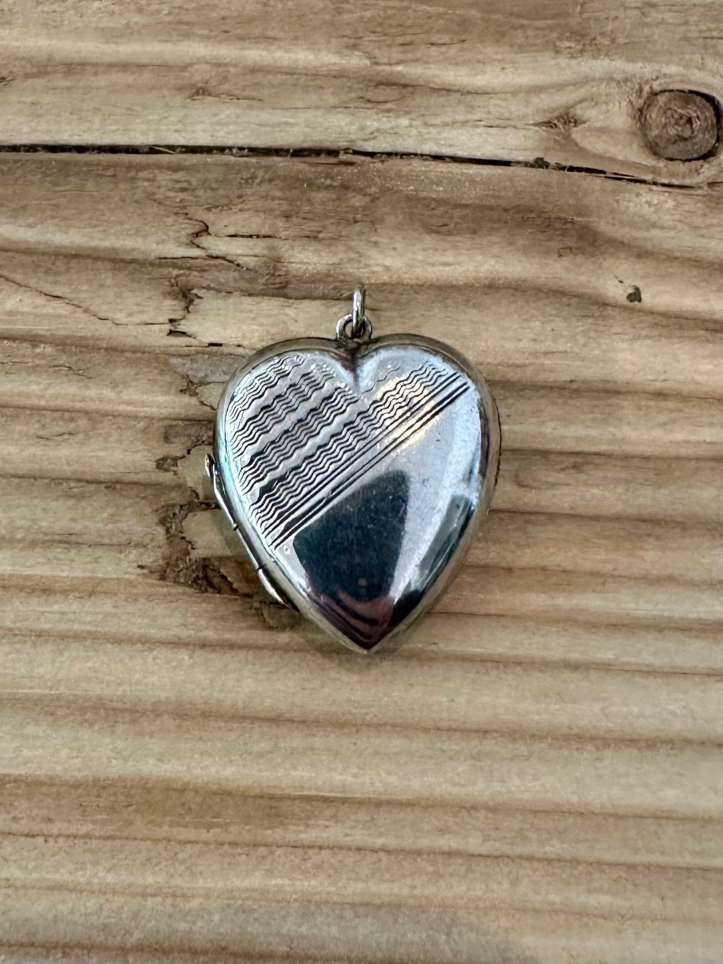 Vintage Engraved Heart Locket 925 Silver Pendant