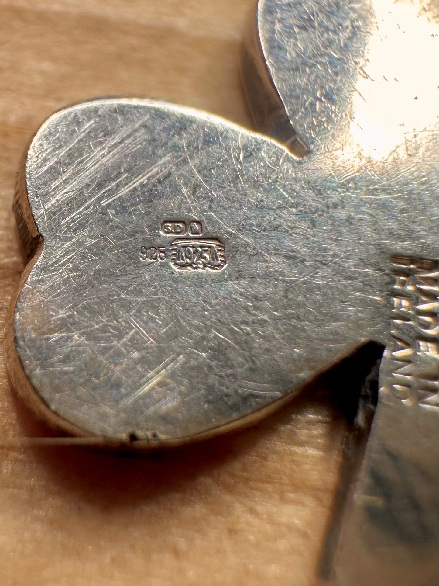 Vintage Irish Connemara Three Leaf Clover 925 Sterling Silver Pendant